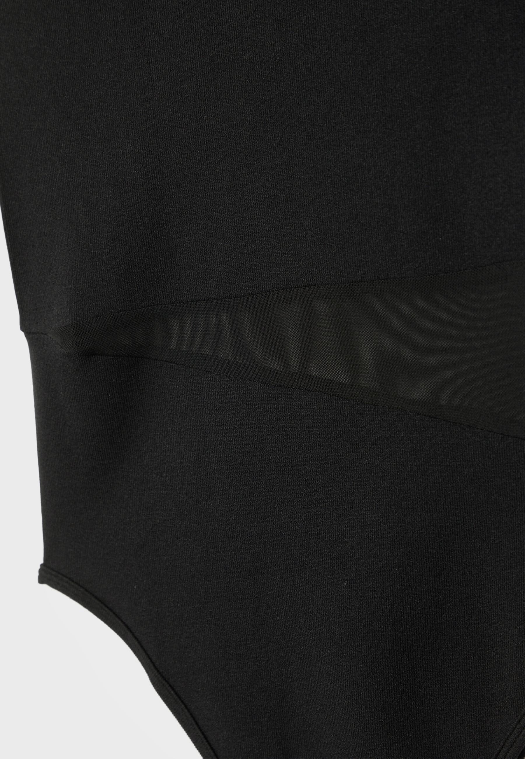 Asymmetric bodysuit with sheer details — Black