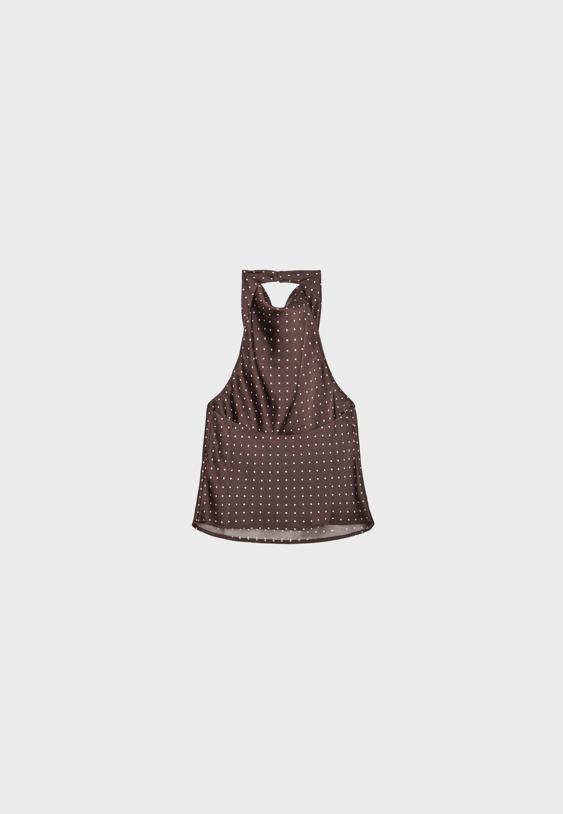 Stradivarius Saten halter yaka top