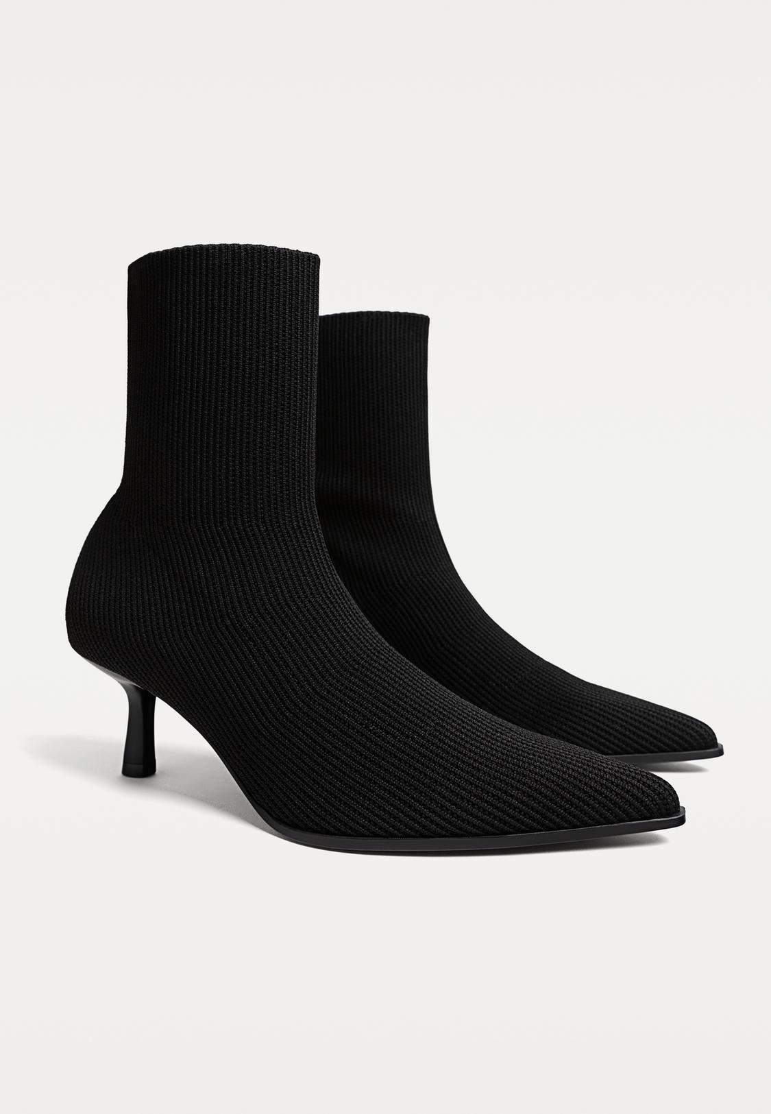 Knit high-heel ankle boots Women's fashion Stradivarius Kuwait