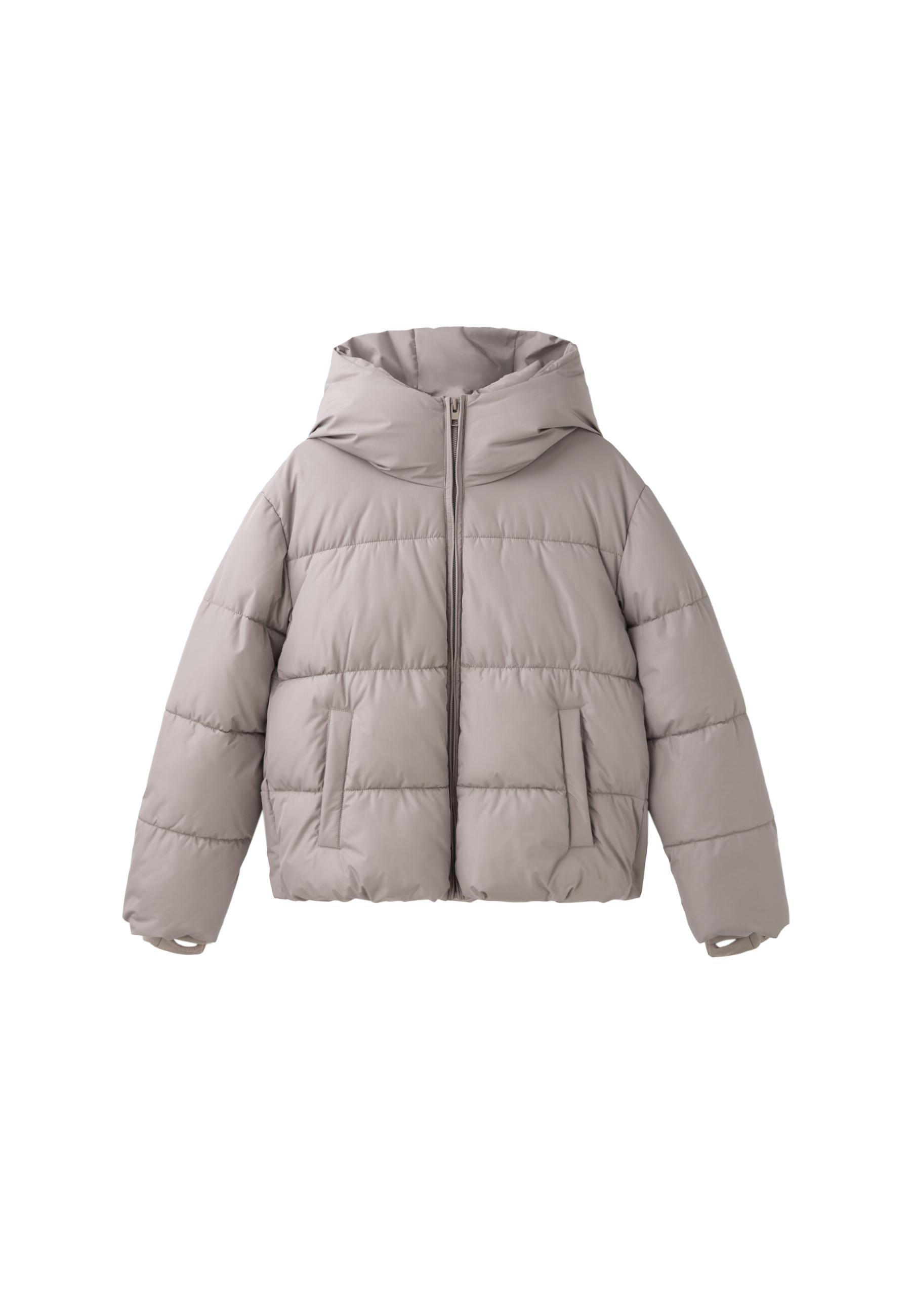 Basic hooded puffer jacket — Brown