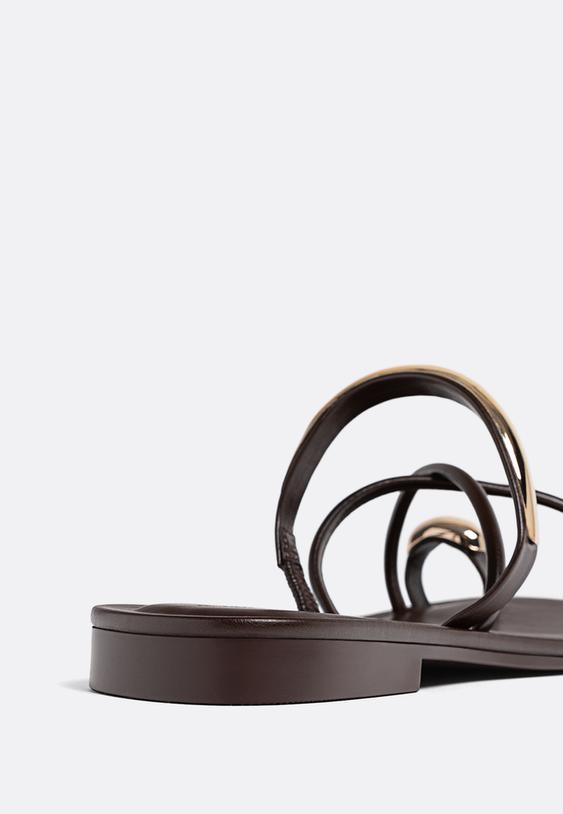 flat sandals with metal detail
