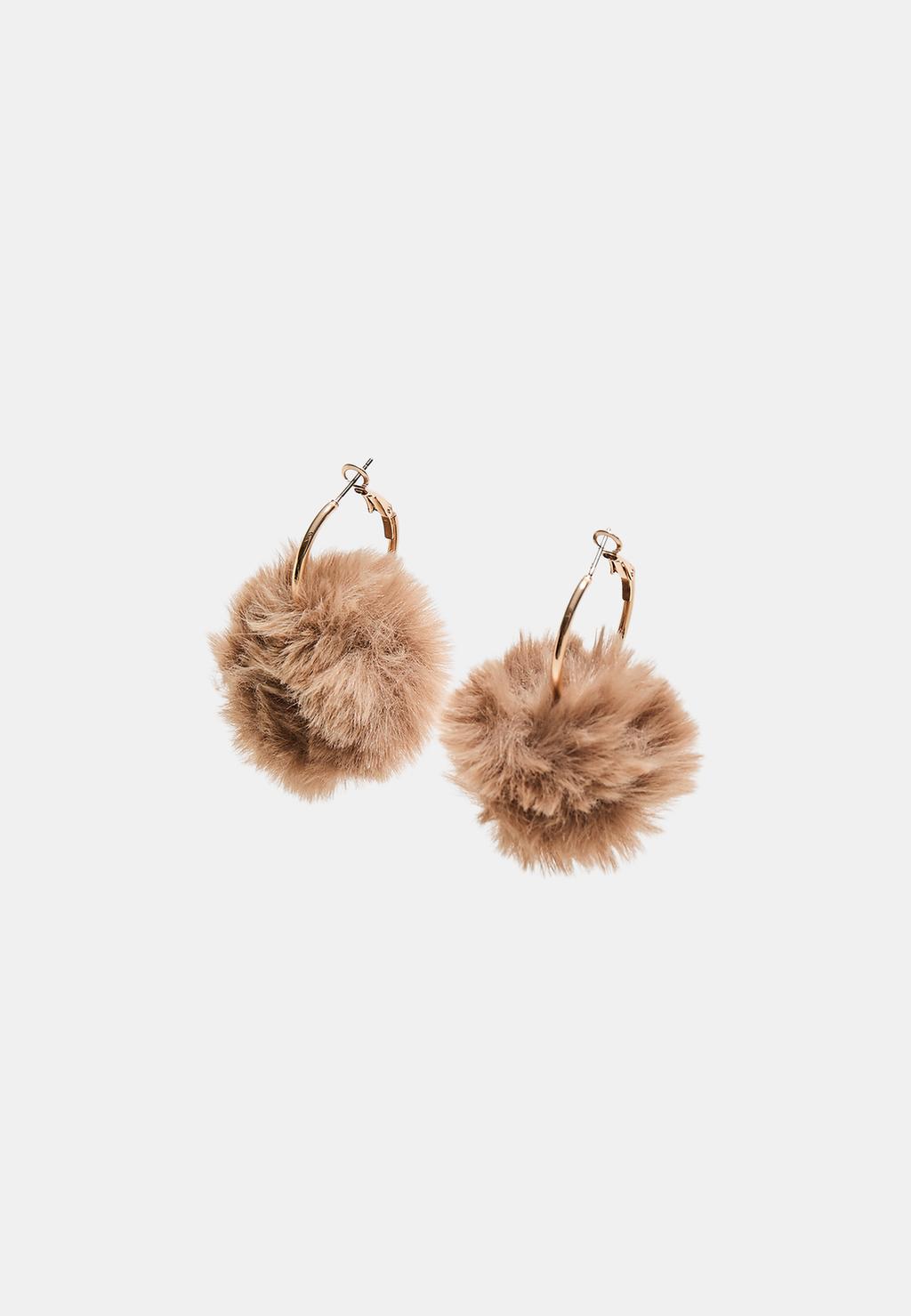 Mini créoles pompon fausse fourrure