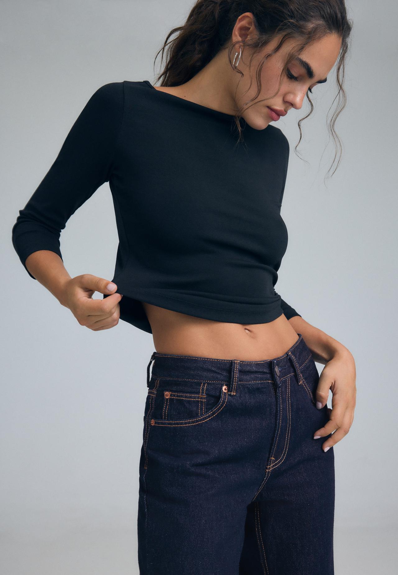 D92 Ripped straight wide-leg jeans — OVERDYED BLUE DENIM