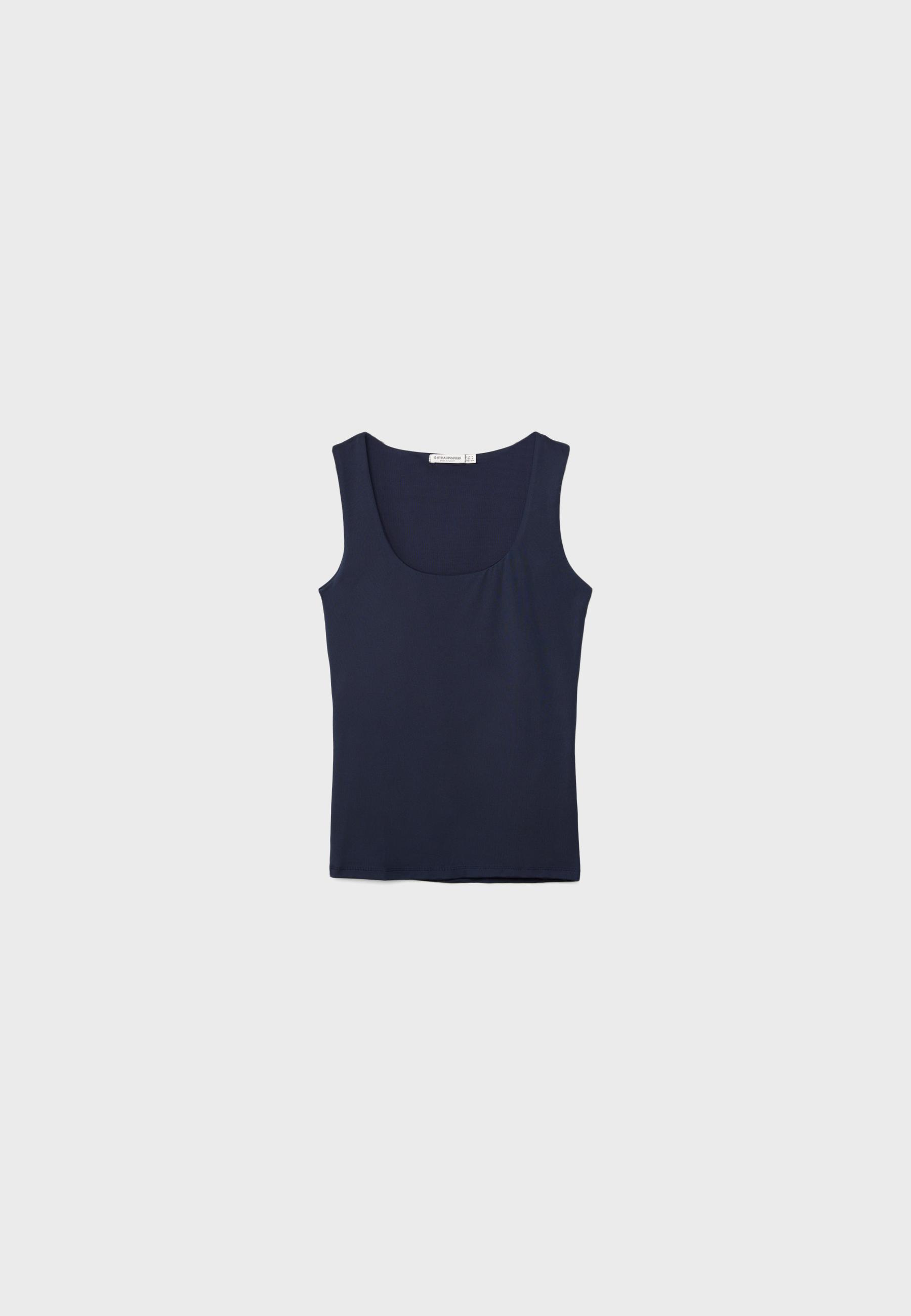 Polyamide wide-strap T-shirt — Navy blue