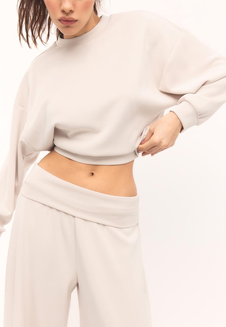 Stradivarius Παντελόνι Jogger Μπαλούν Με Γυριστή Μέση Και Απαλή Υφή Πέτρα M φωτογραφία