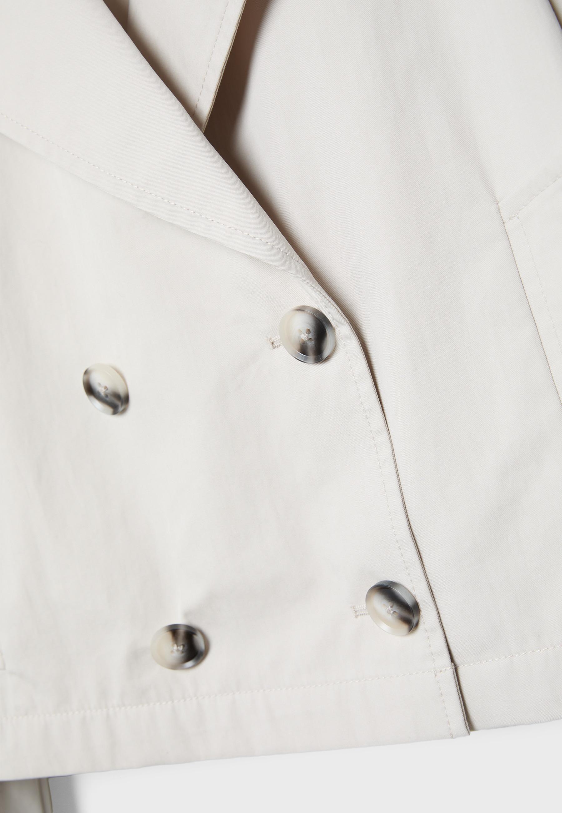 Short double-breasted trench coat — Stone