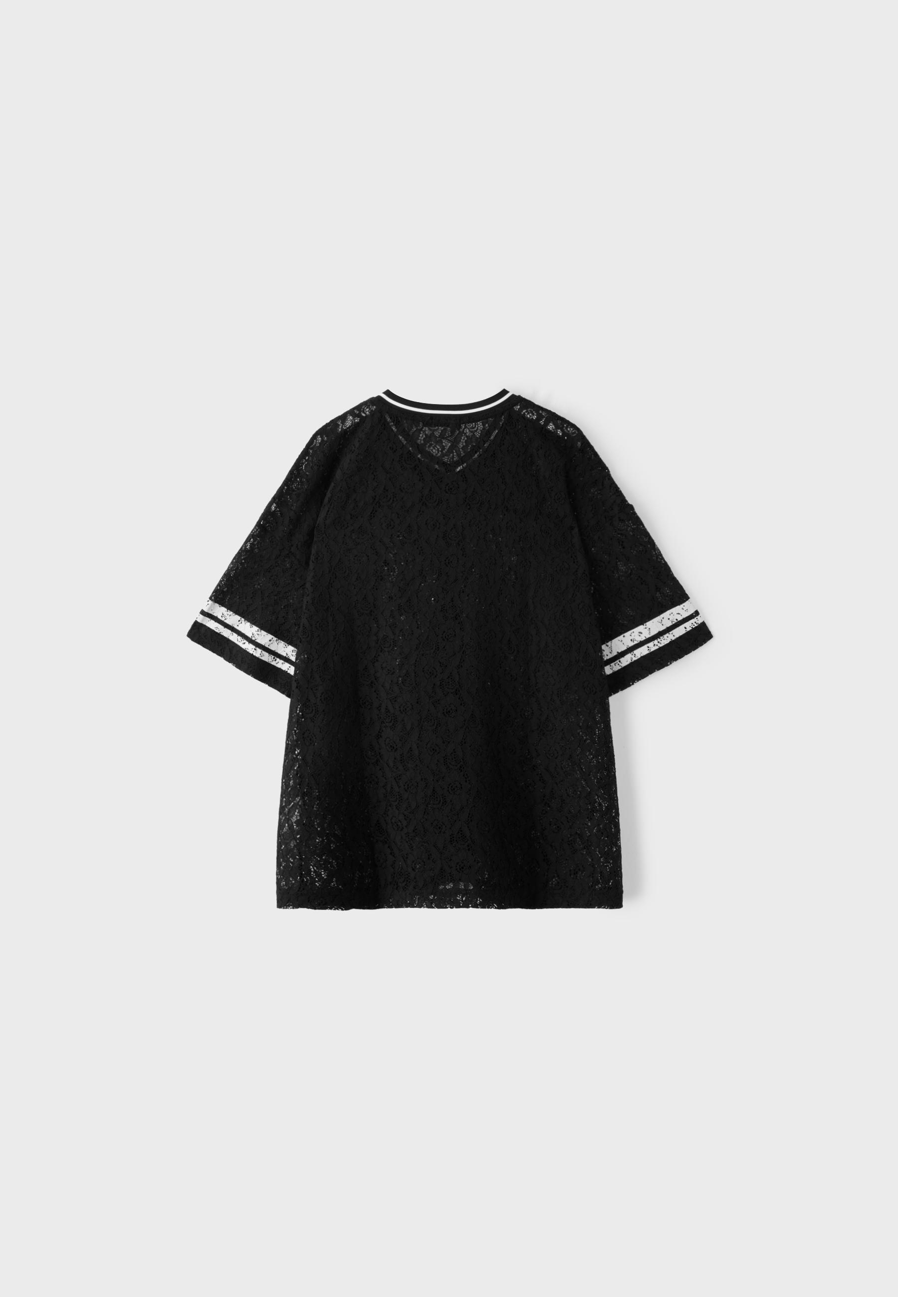 Number lace T-shirt — Black