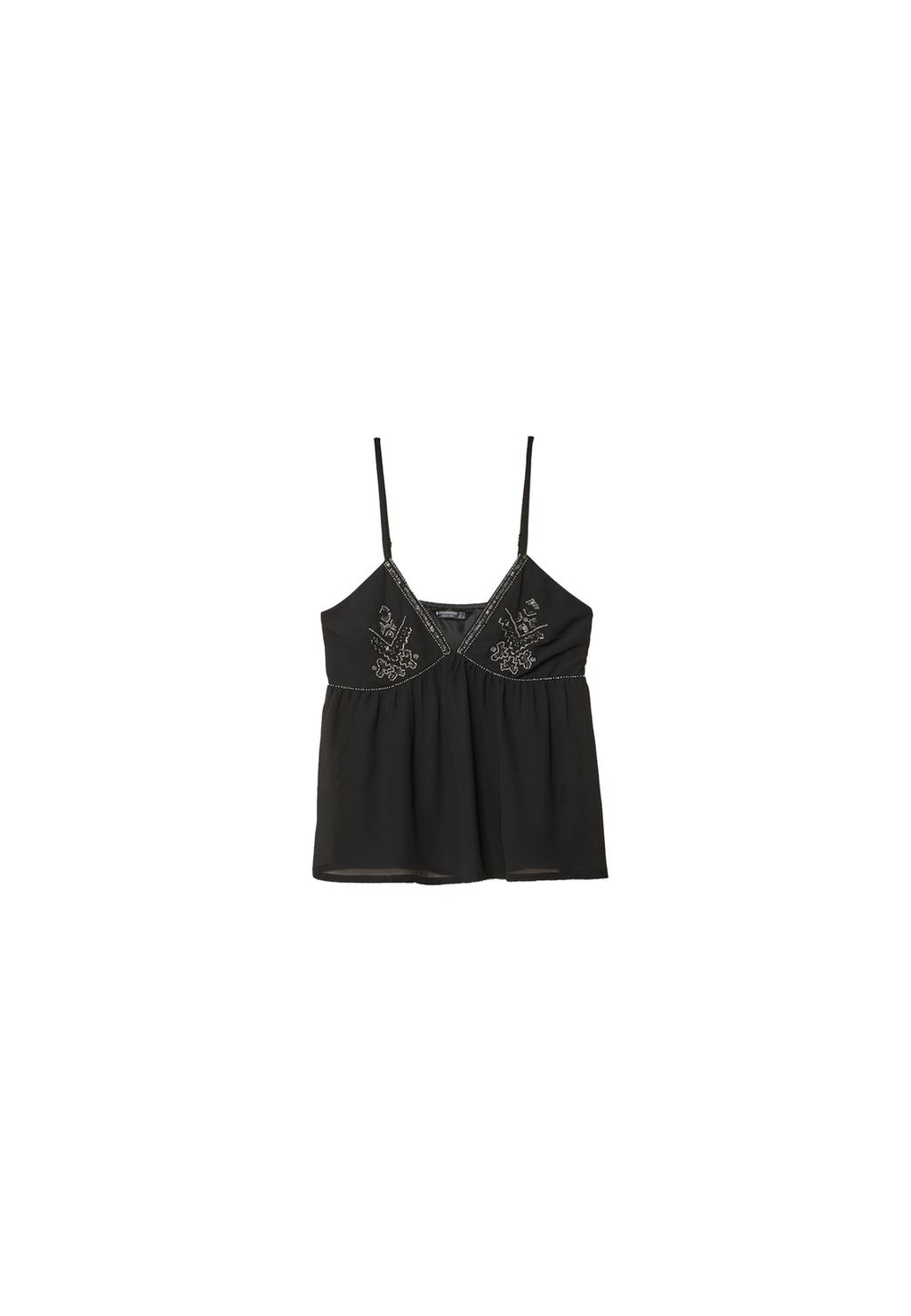 Top fluido tirantes bordados abalorios