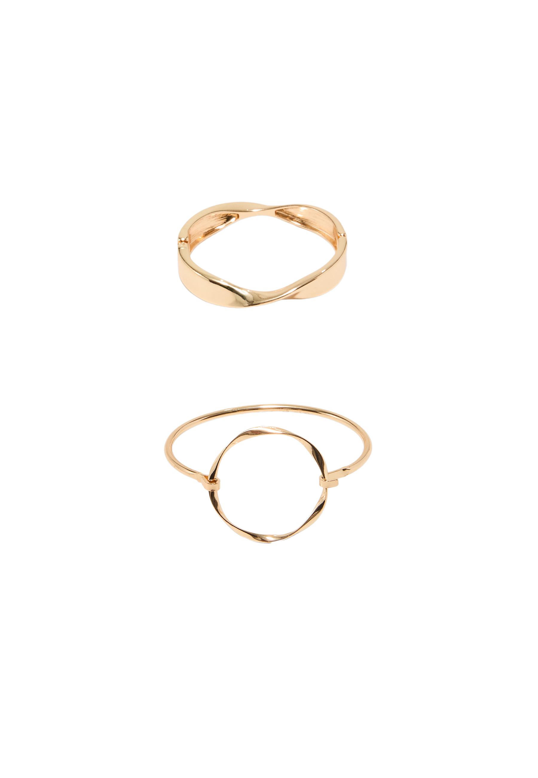 Set of 2 wavy rigid bangles — Gold