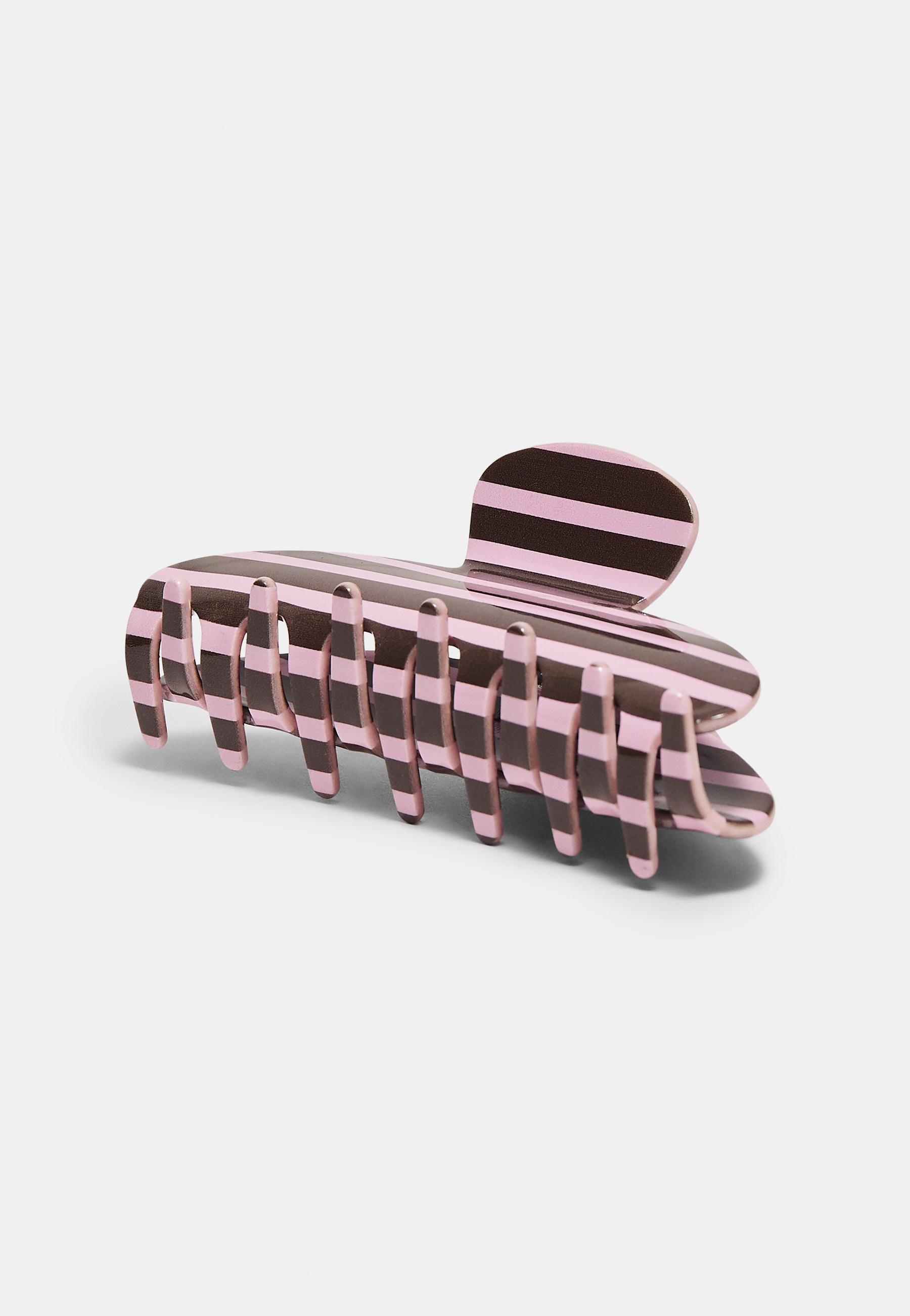 Striped hair clip — Pastel pink