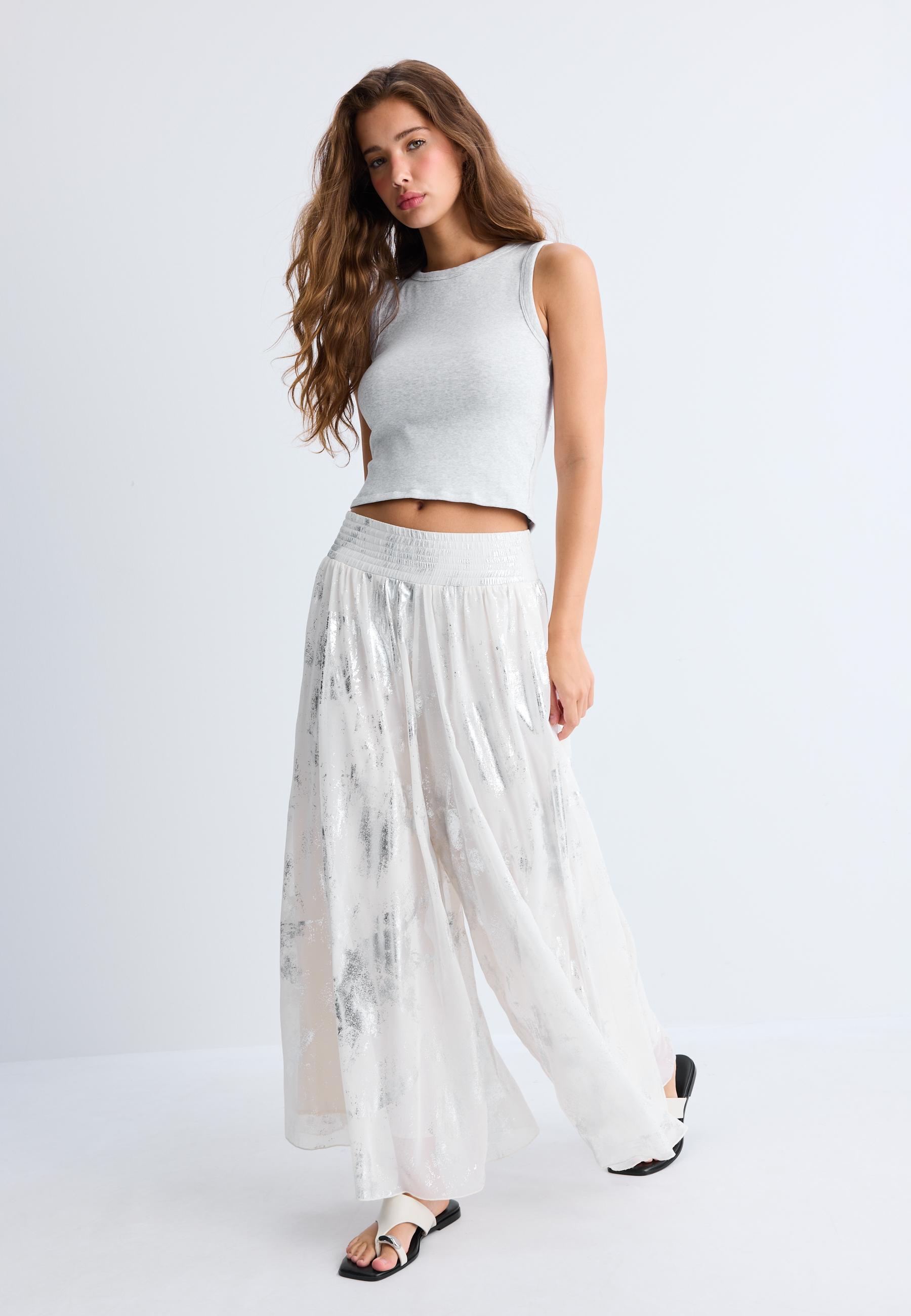 Foil culottes — Ecru