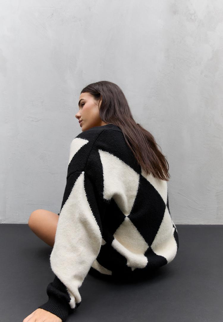 chaqueta oversize punto rombos