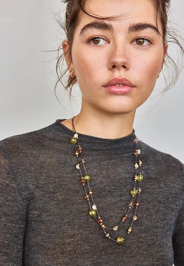 Beaded necklace — Khaki 4