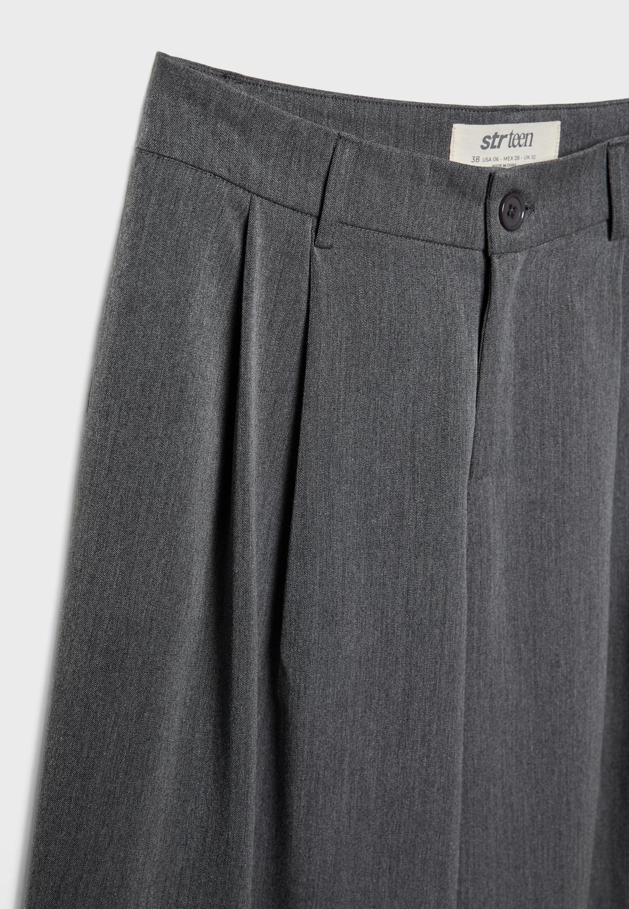 Tailored wide-leg trousers with darts — Dark grey