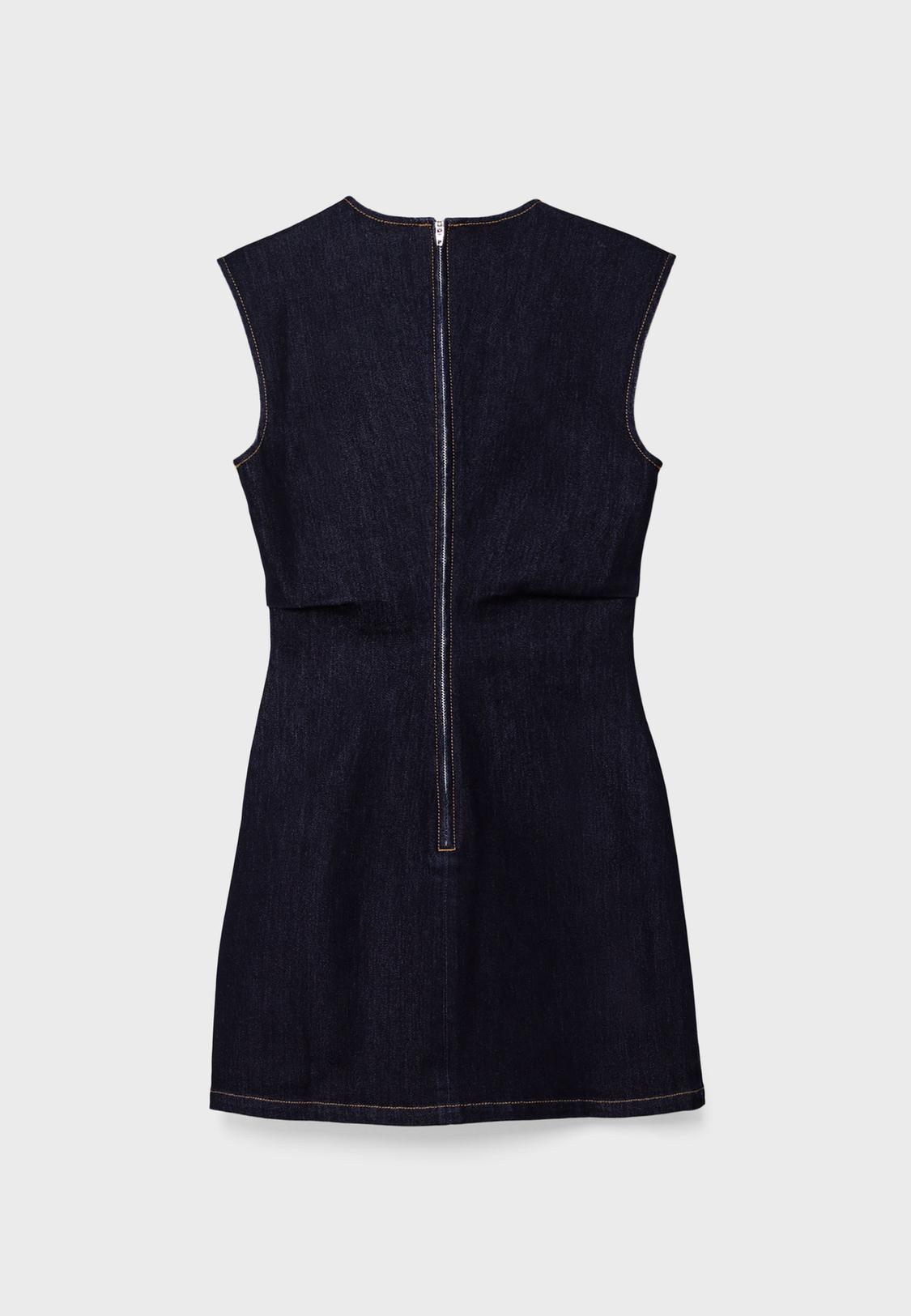 Stradivarius Short Denim Dress Overdyed Blue Denim M