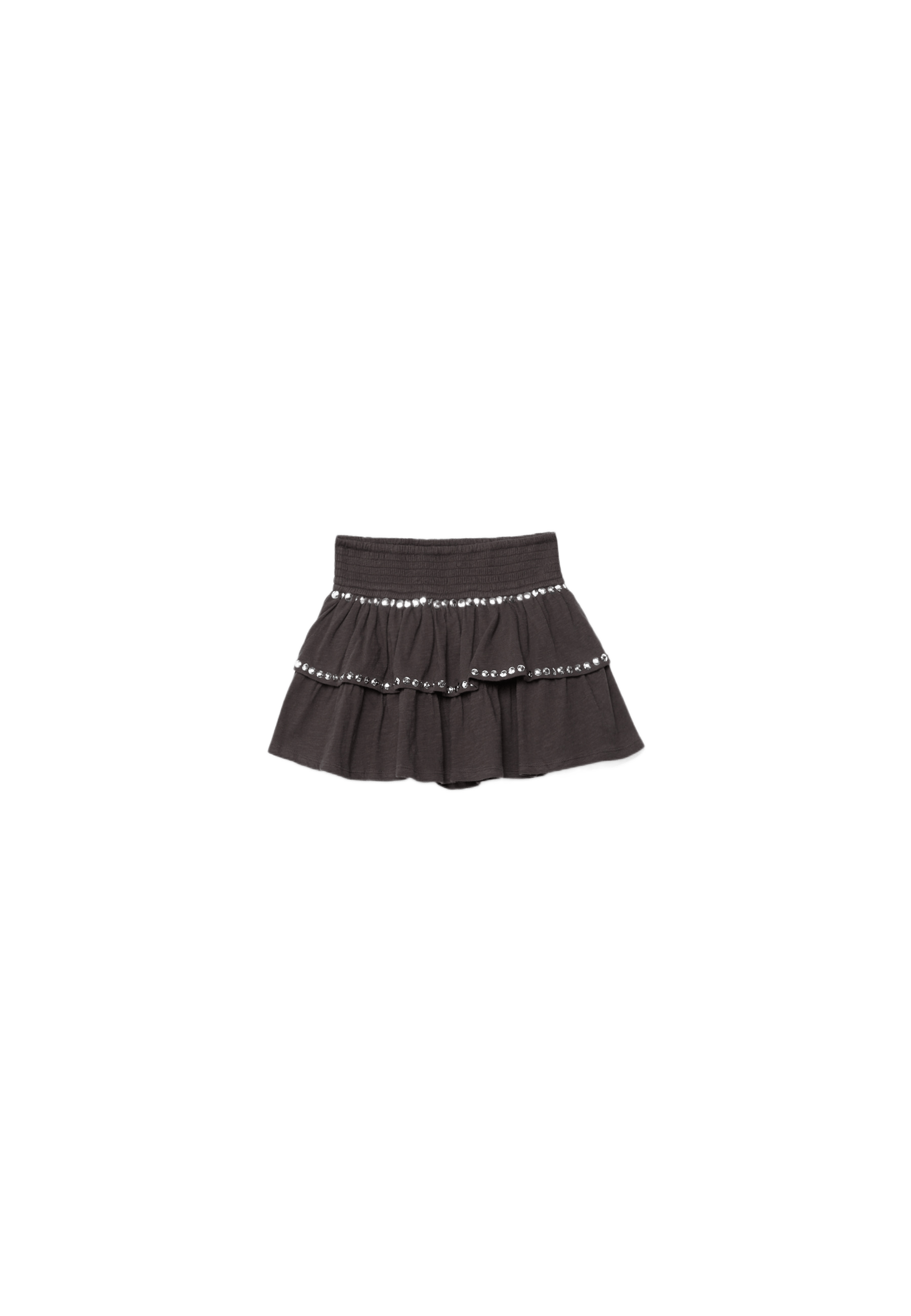 Studded ruffled mini skirt — Brown