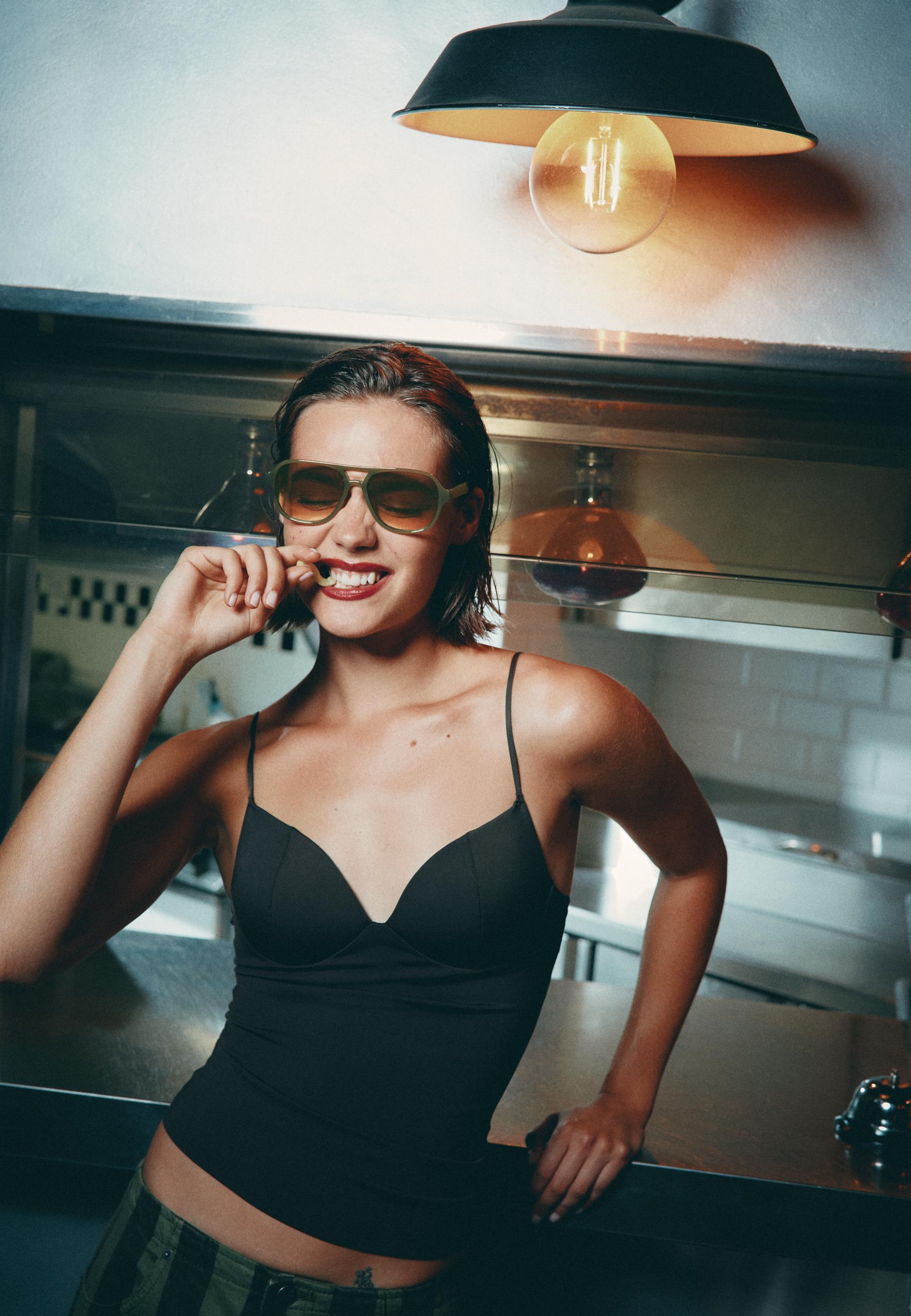 Double-bridge sunglasses — Khaki
