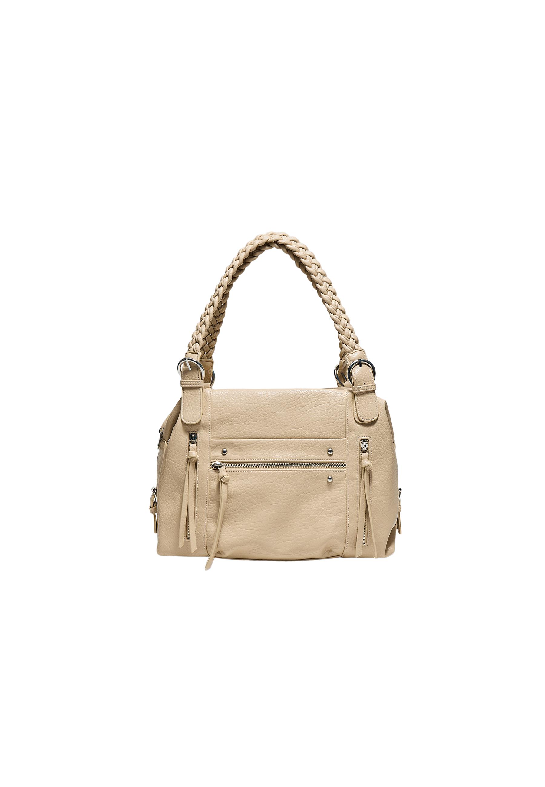 Braided strap shoulder bag — Beige