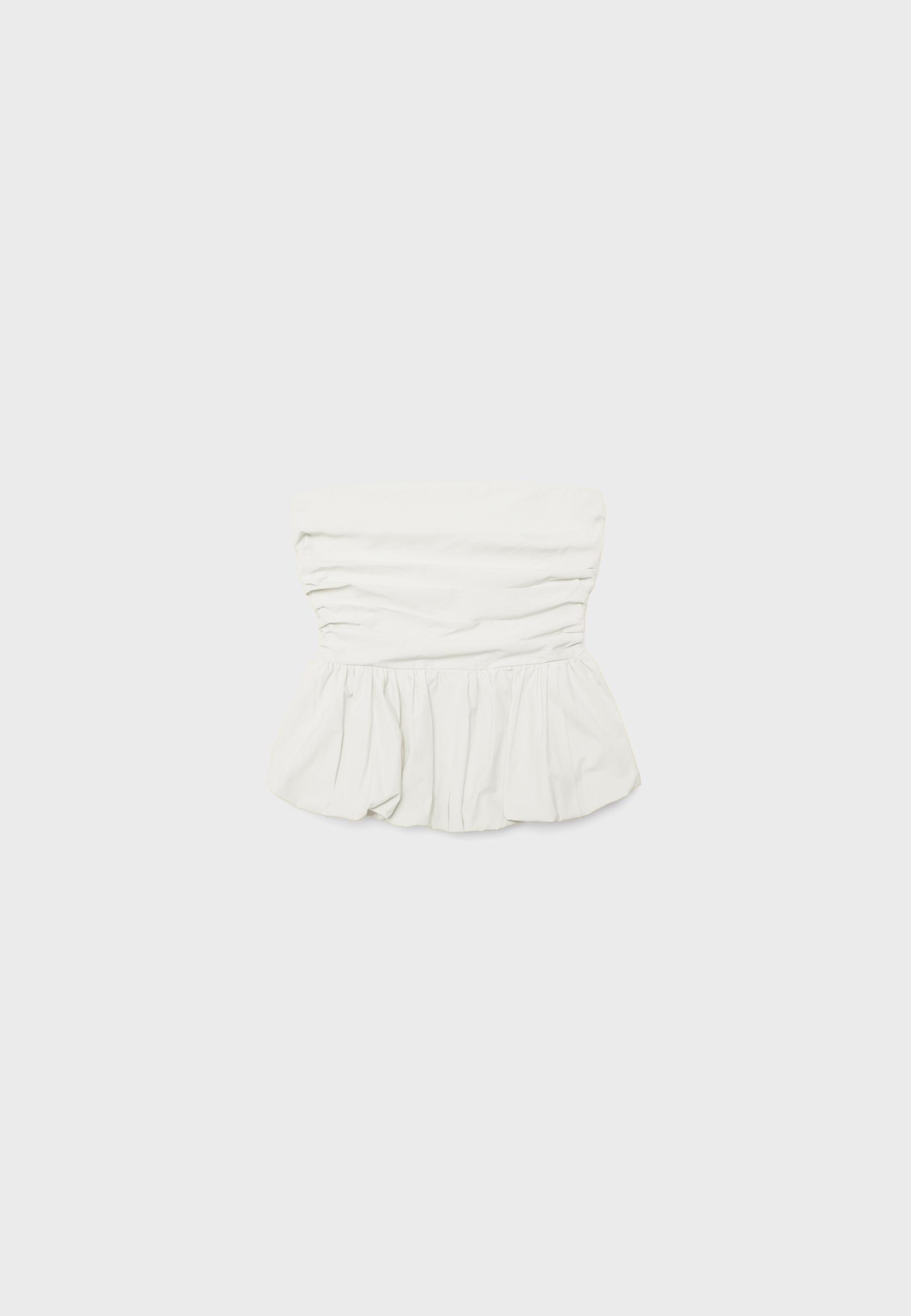 Balloon bustier top — White