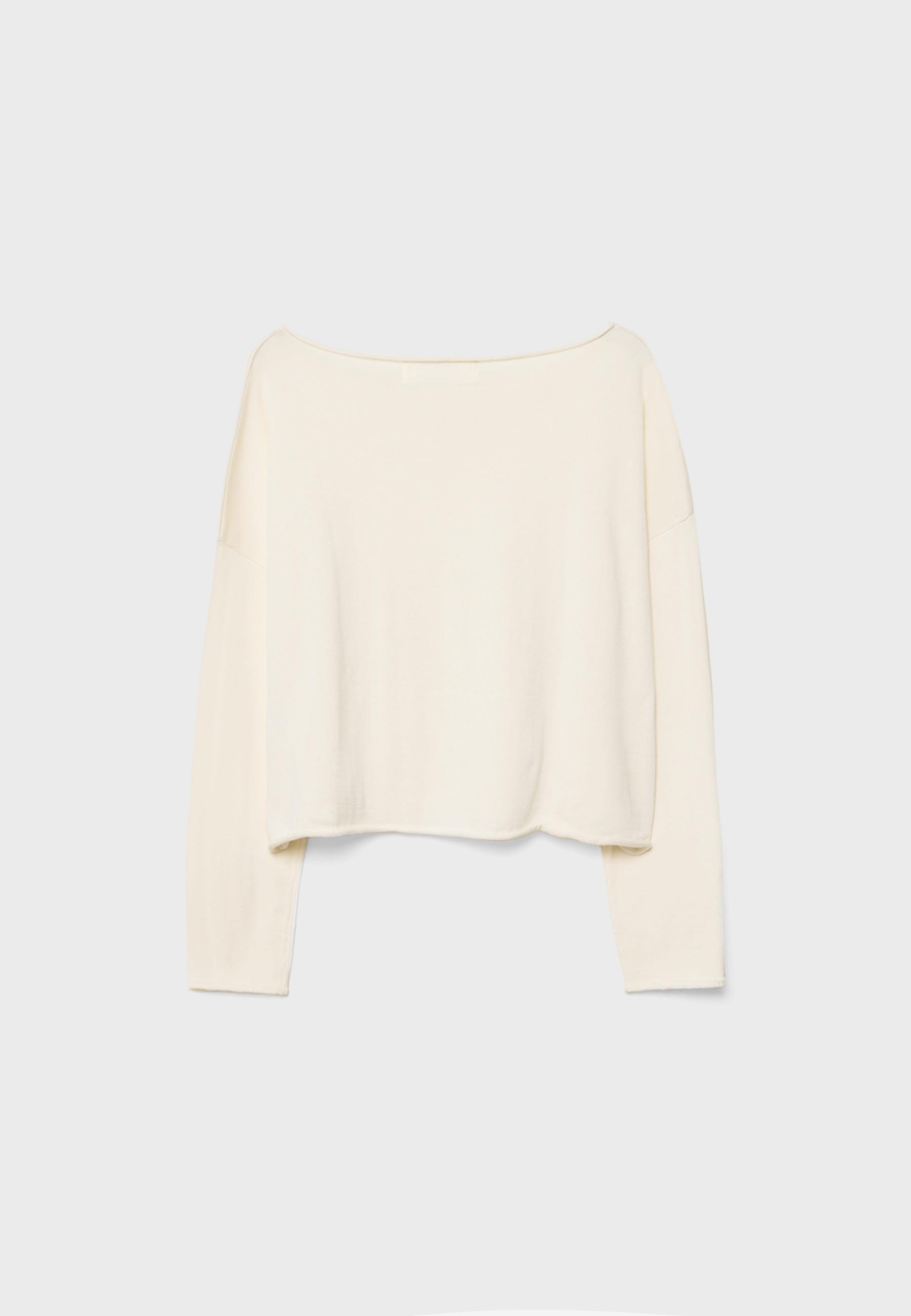 Boat neck cropped sweater — Ecru