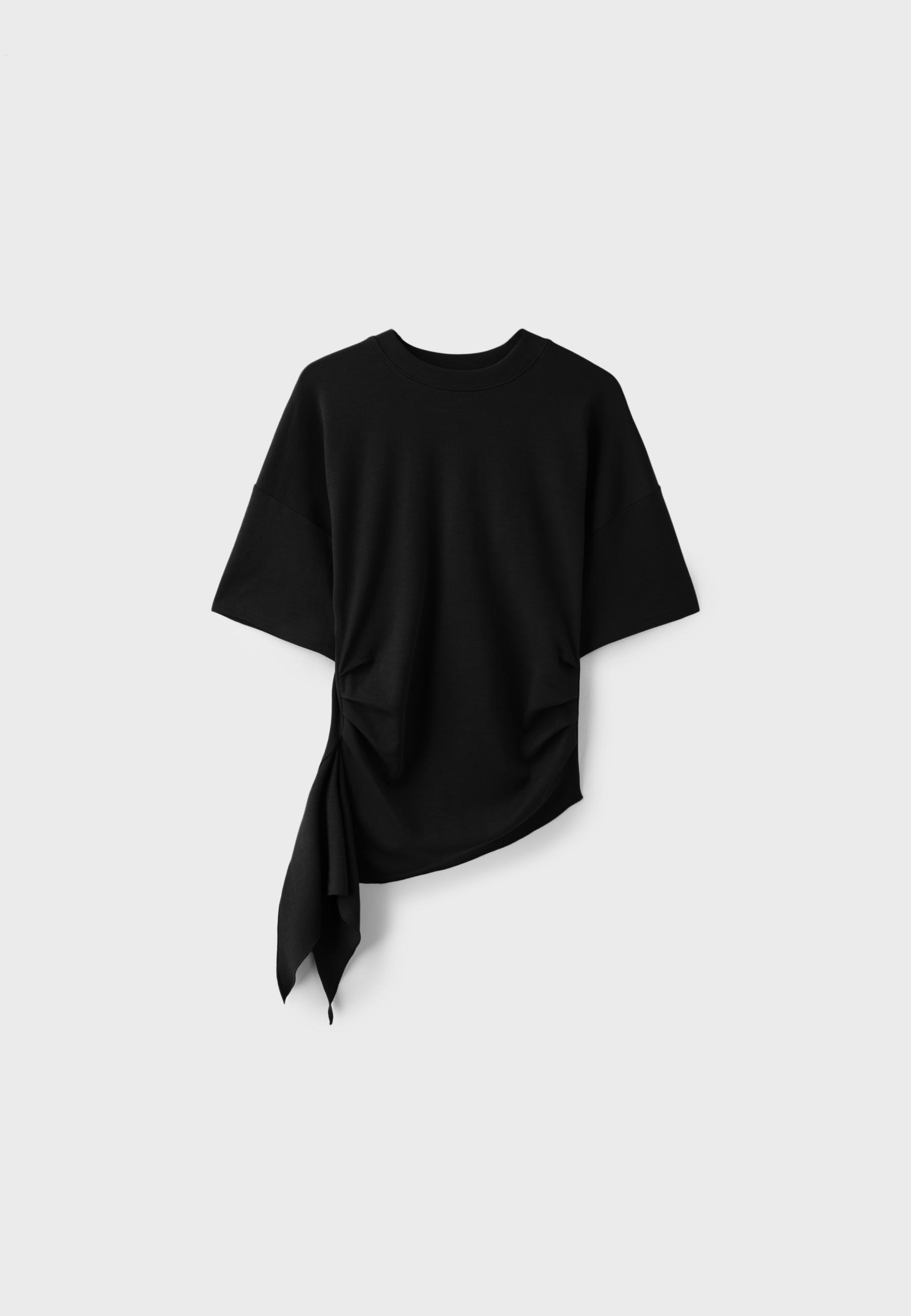 Asymmetric short sleeve T-shirt — Black