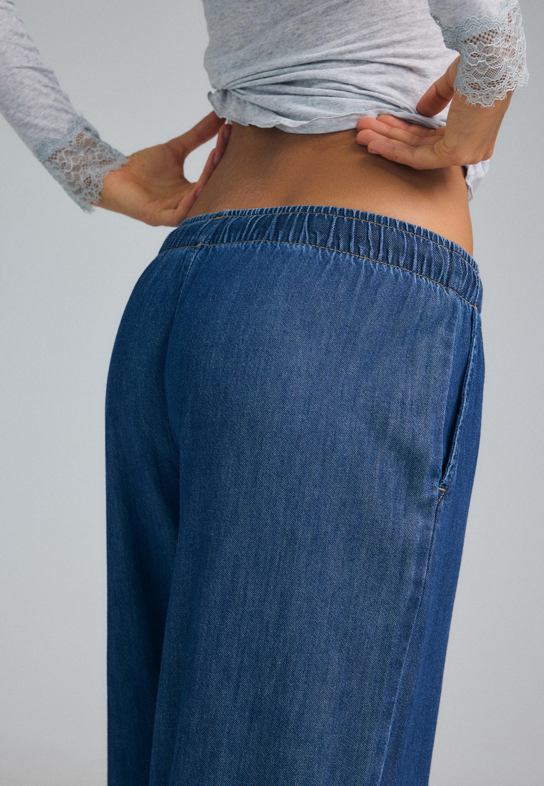 Flowy denim drawstring trousers — RINSE BLUE DENIM