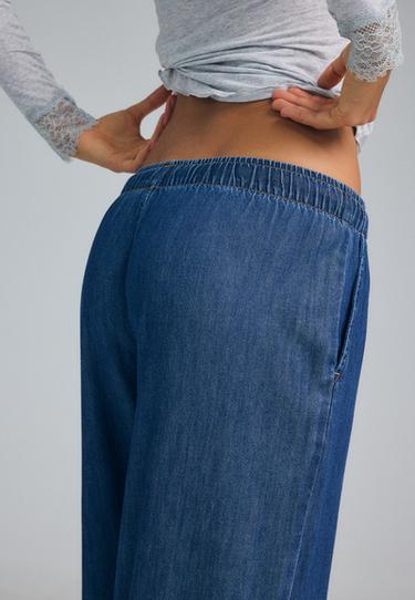 Drawstring flowing denim trousers — RINSE BLUE DENIM 6