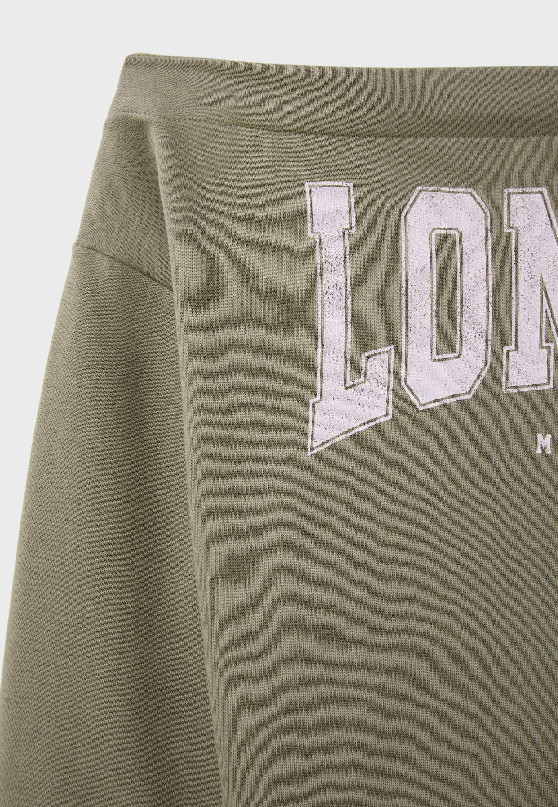 Cropped boat neck sweatshirt — Khaki