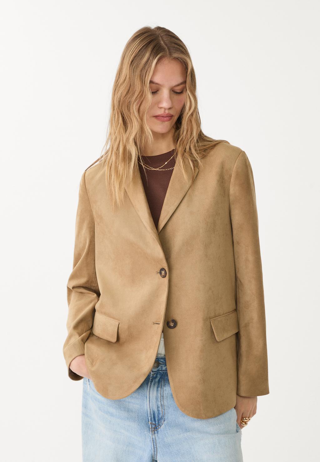 Faux suede blazer