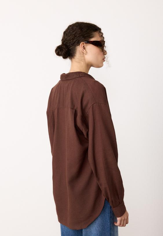 camisa fluida efecto lino