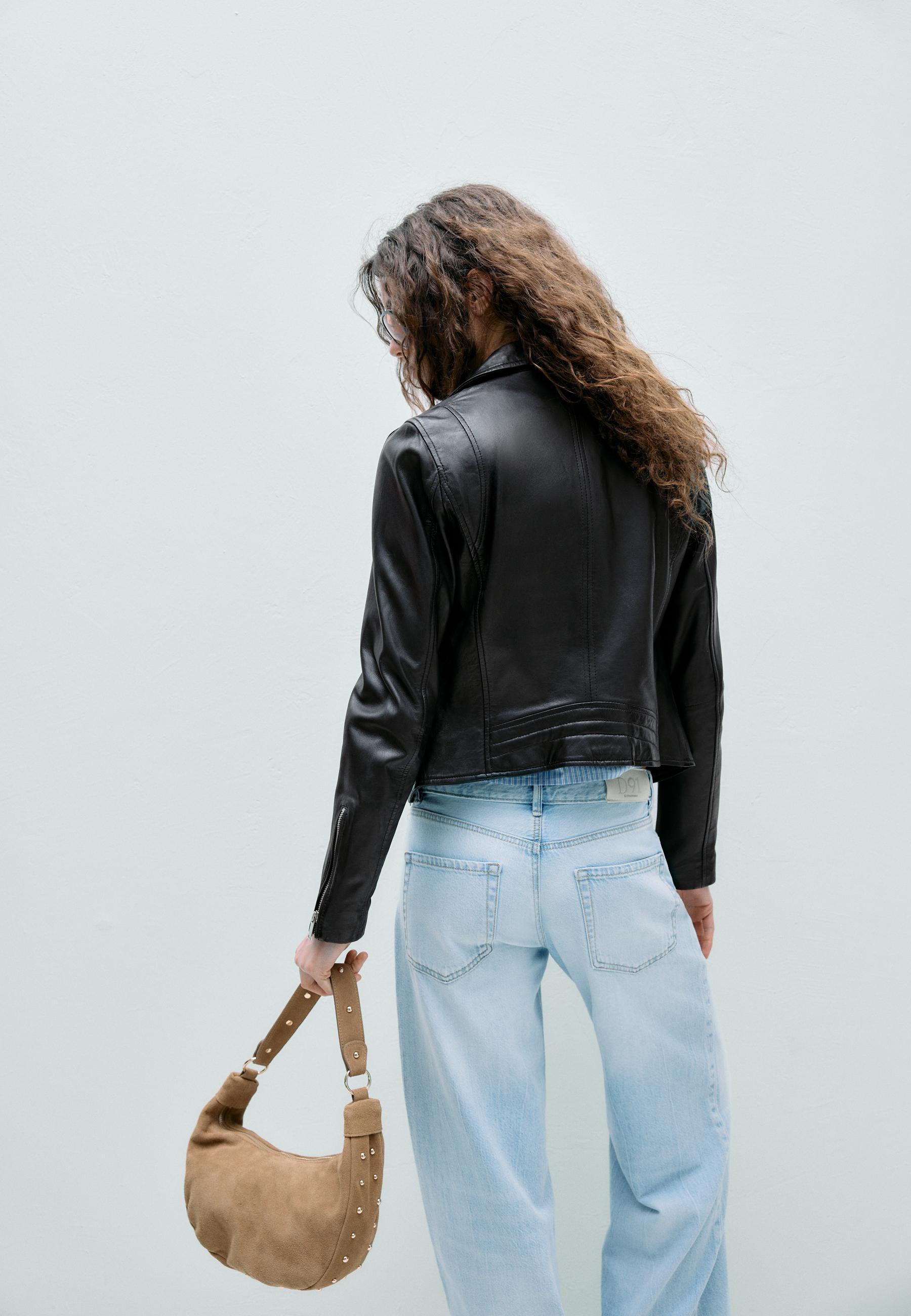 Leather biker jacket — Black