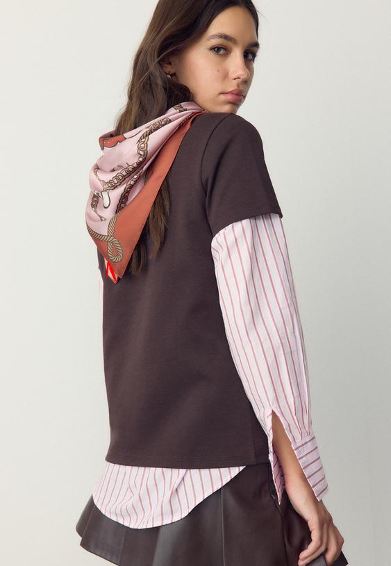 Stradivarius Ball Number 8 Scarf Pastel Pink Os