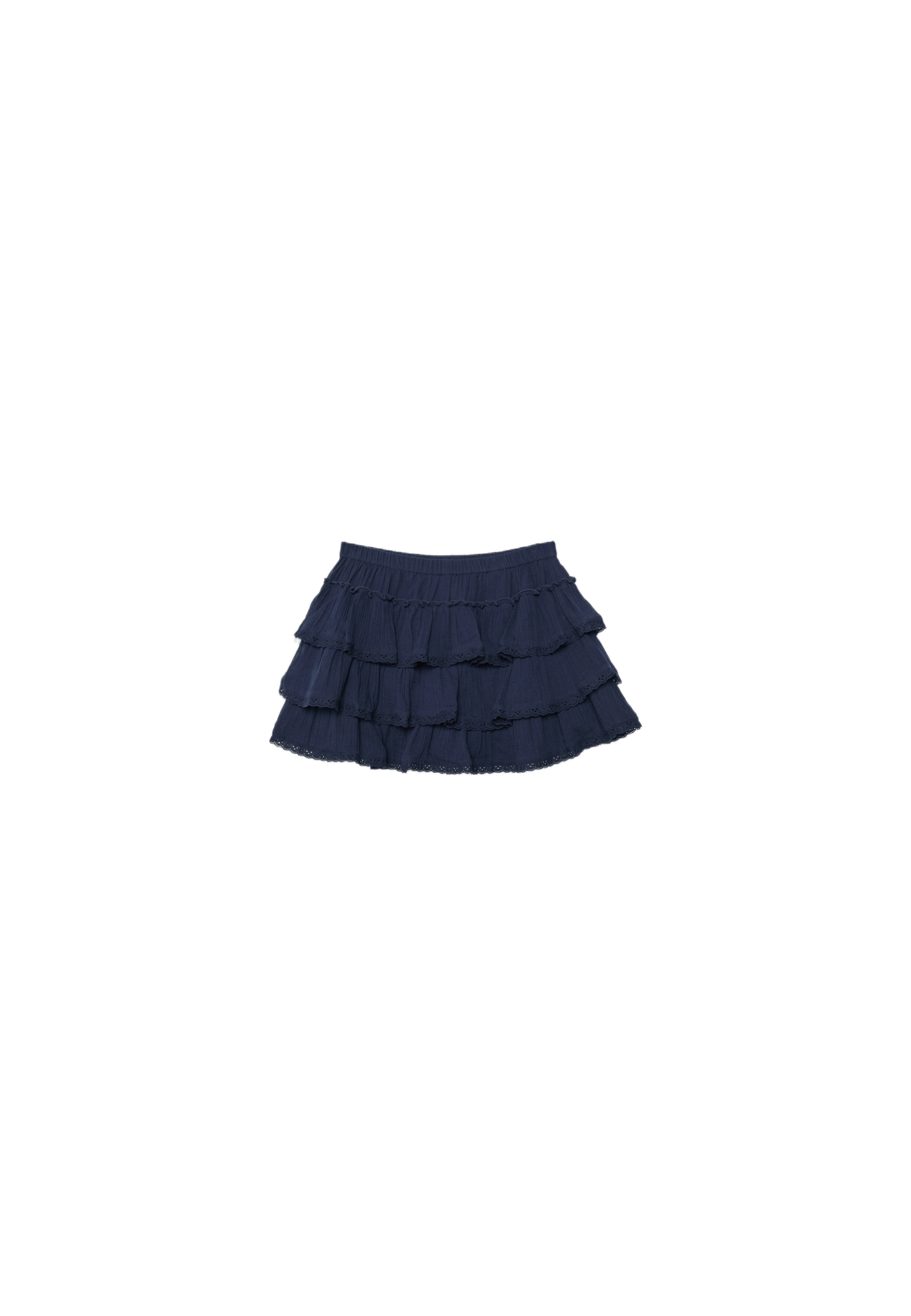 Ruffled crinkle-effect skort — Navy blue