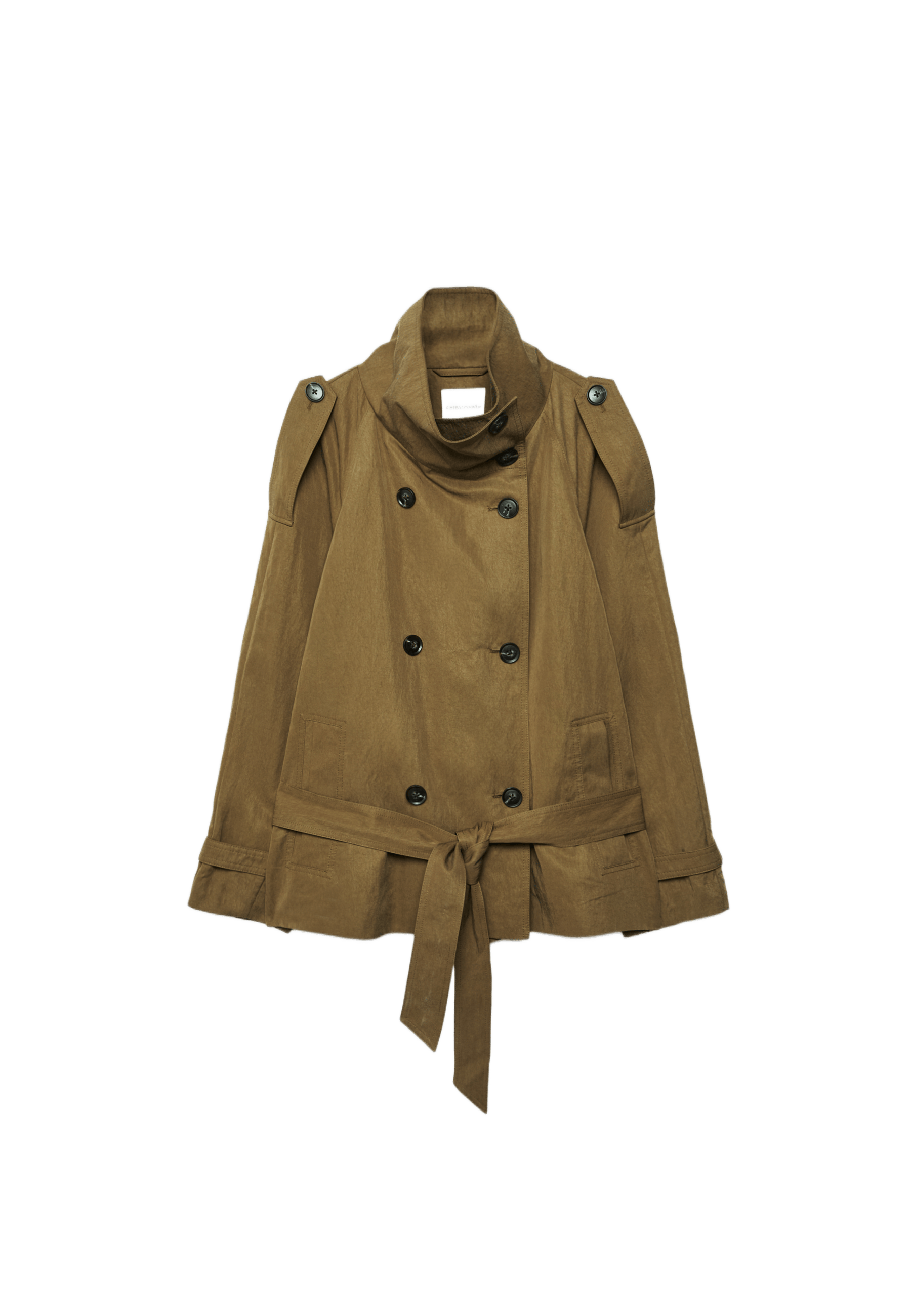 Short high neck trench coat — Khaki