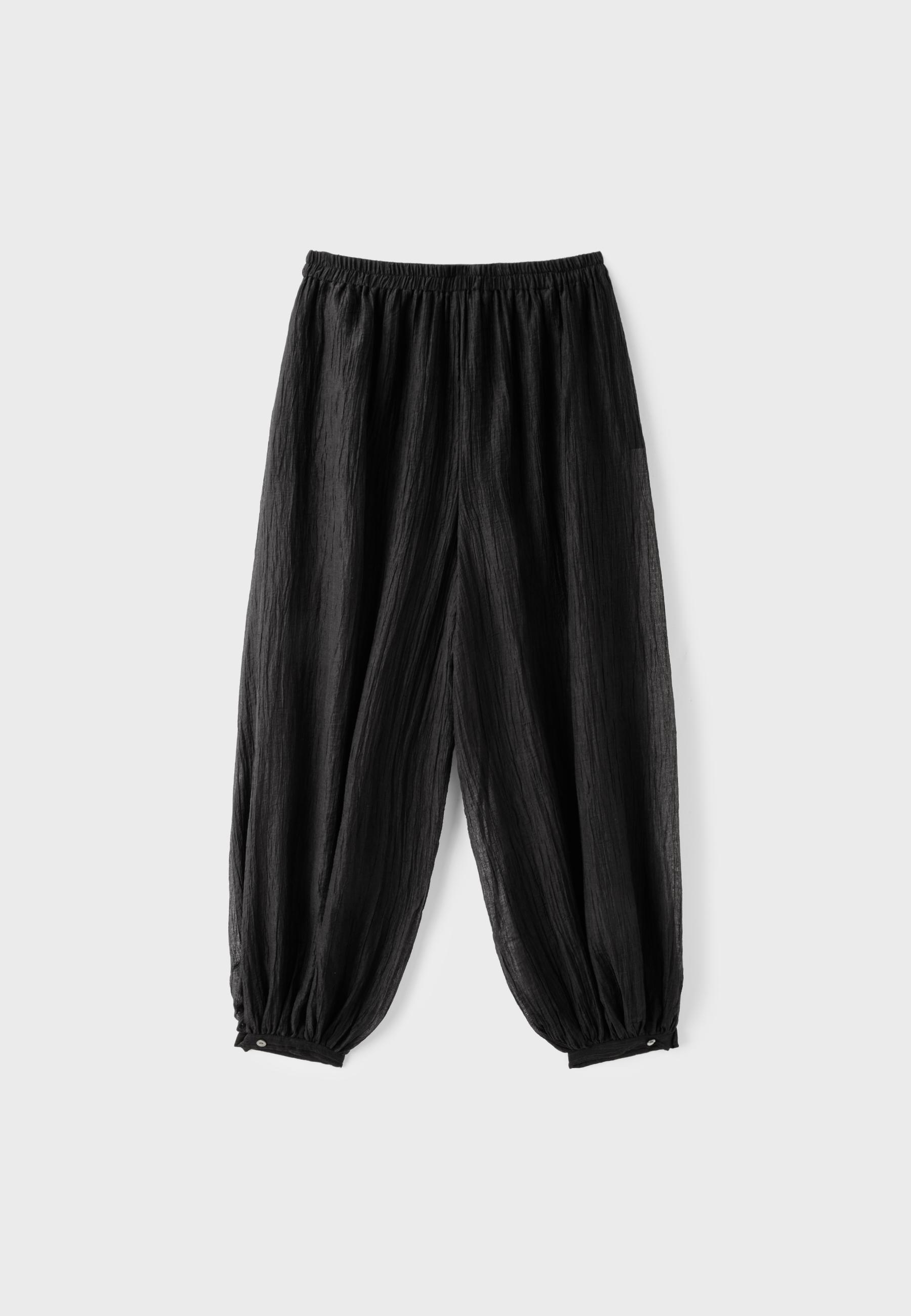 Textured sarouel trousers — Black
