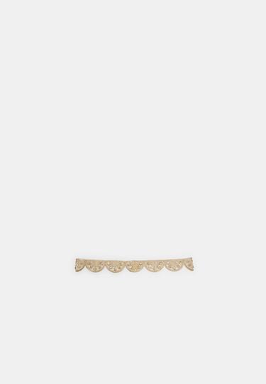 Wave belt with faux pearl — Ecru 1