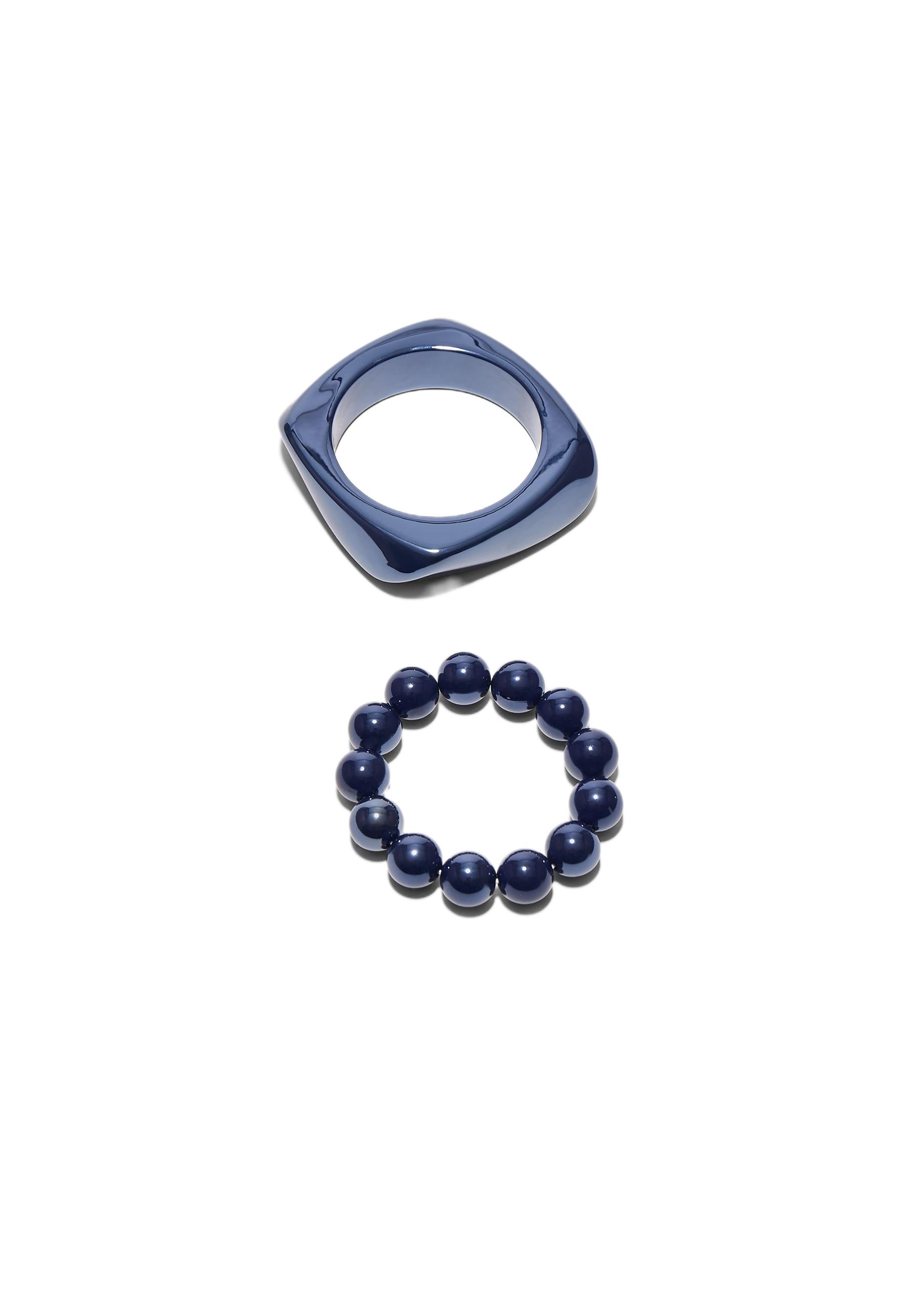 Set of 2 beaded and rigid bracelets — Electric blue