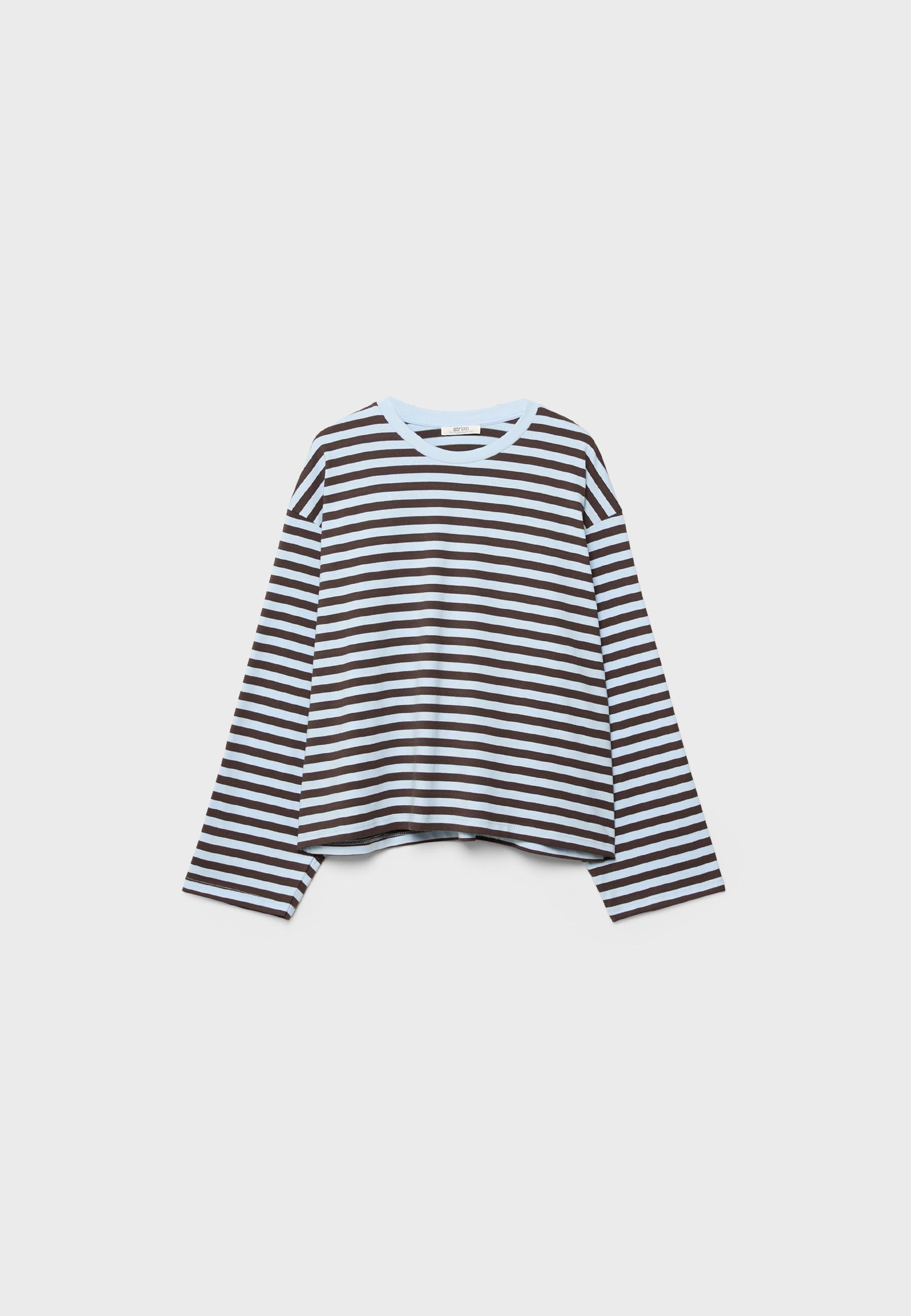 Striped long sleeve T-shirt — Sky blue