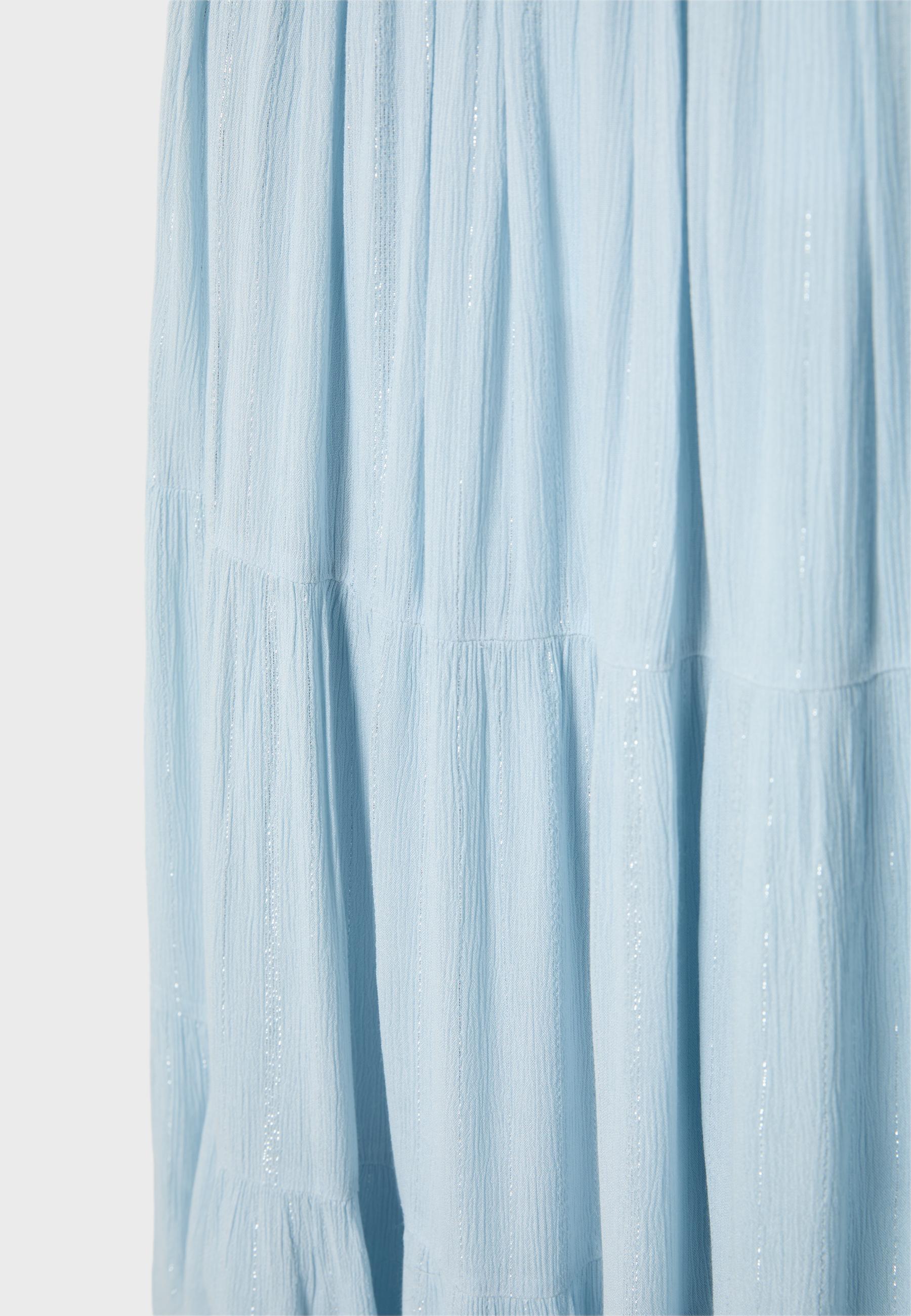 Panelled skirt with metallic thread — Sky blue