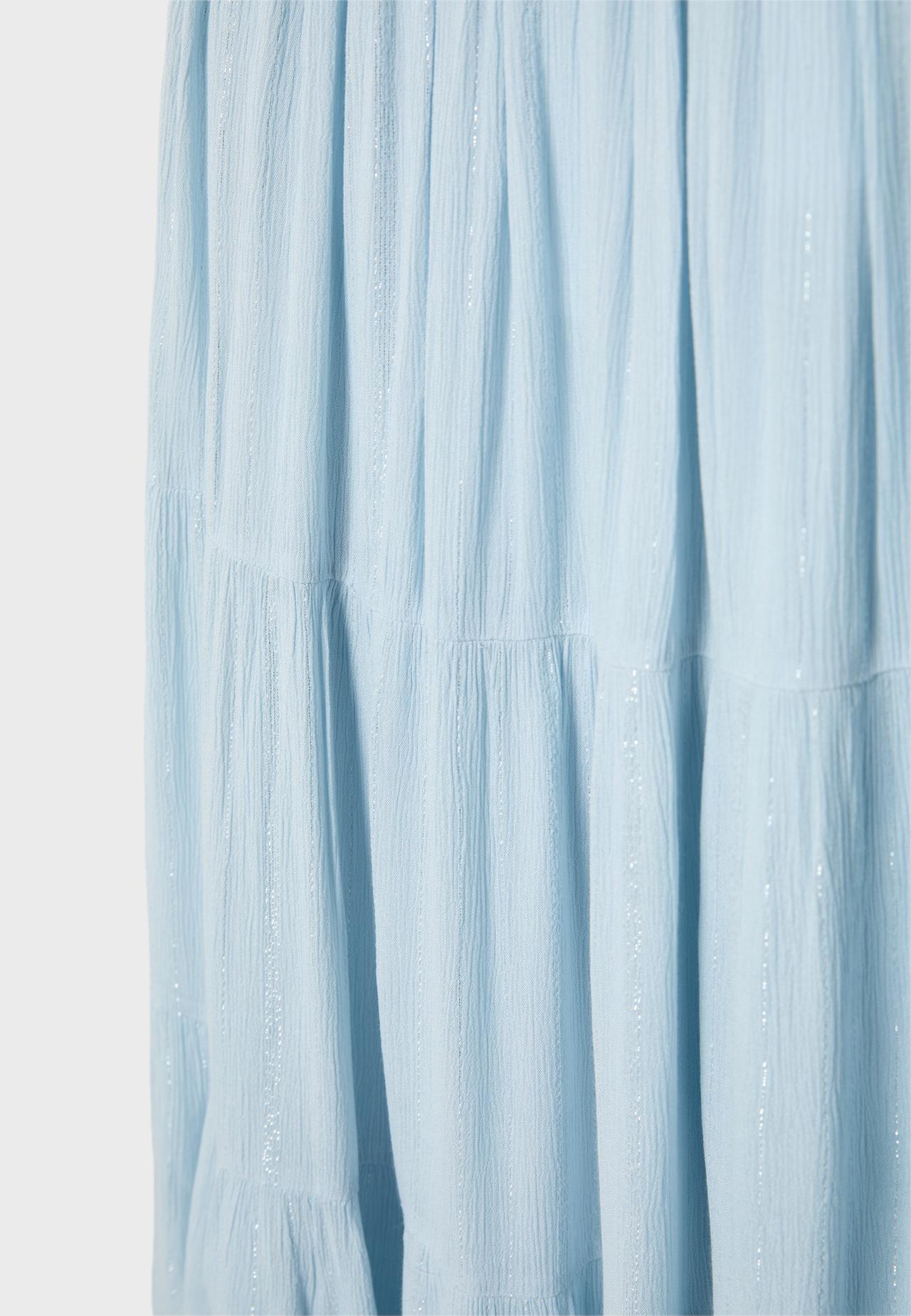 Metallic thread panelled skirt — Sky blue