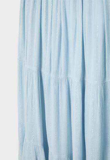Metallic thread panelled skirt — Sky blue 8