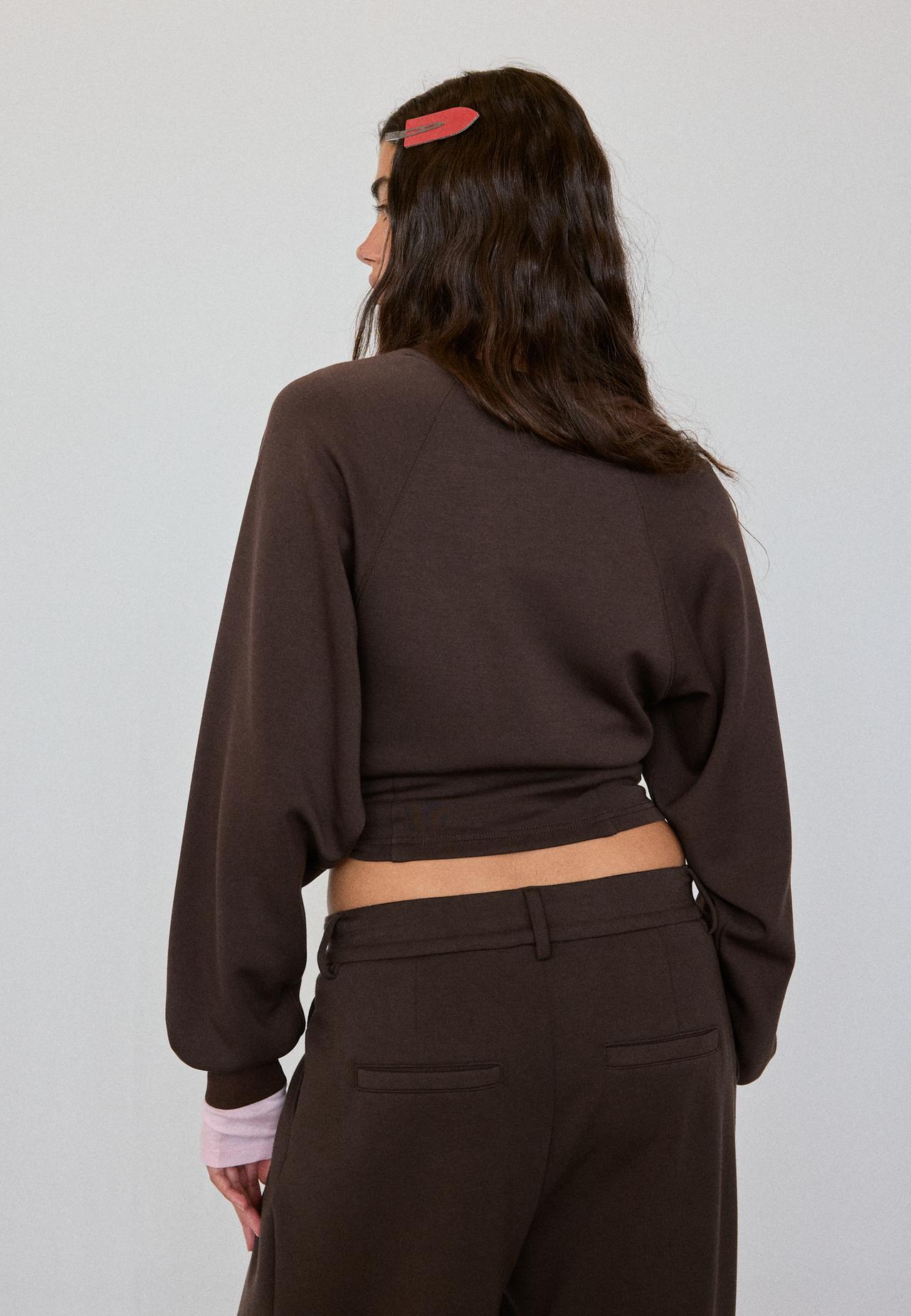 Soft-touch sweatshirt with fitted waist — Brown