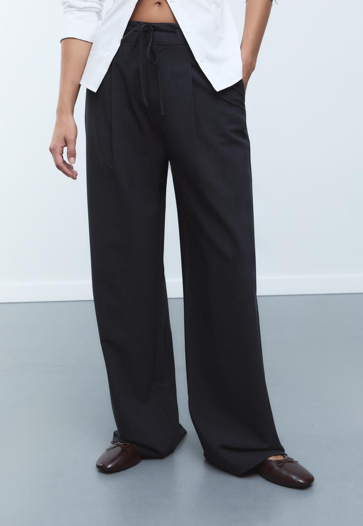pantalon vestir pinza cordones rayas
