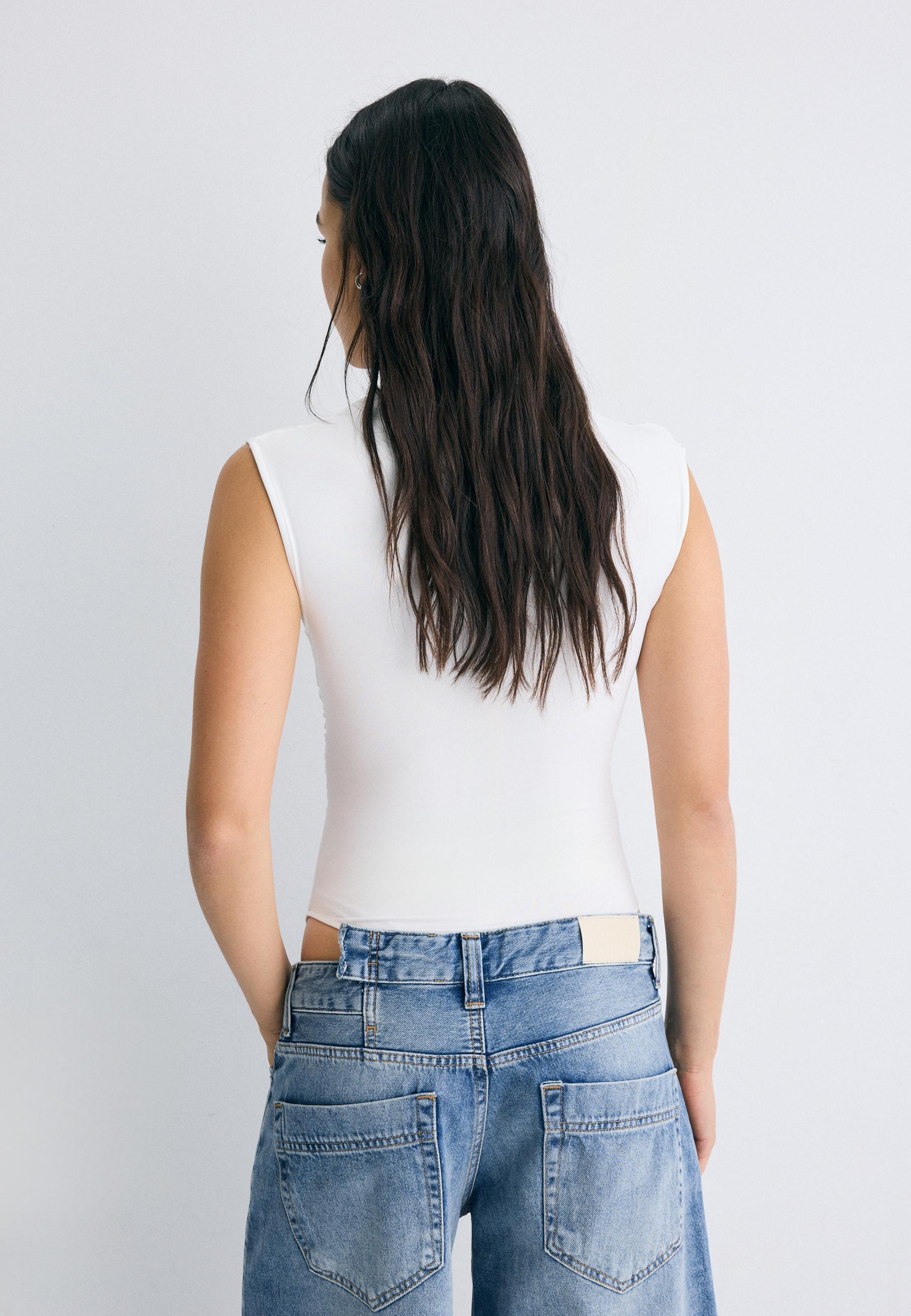 Gathered bodysuit — Ecru