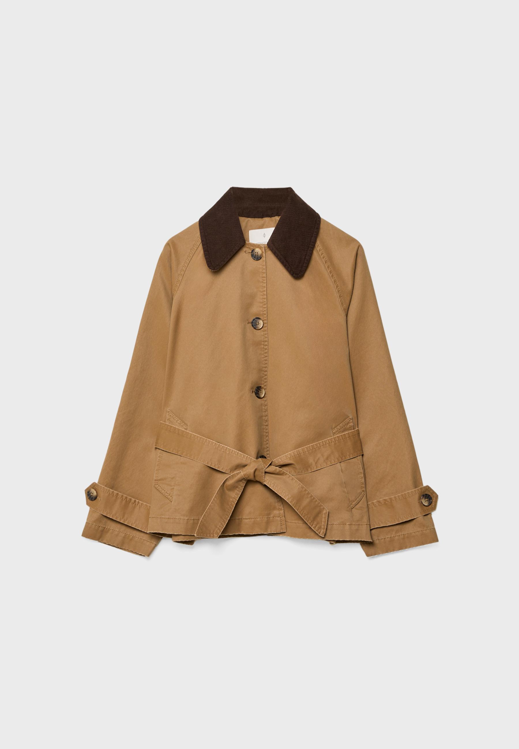 short tie belt coat