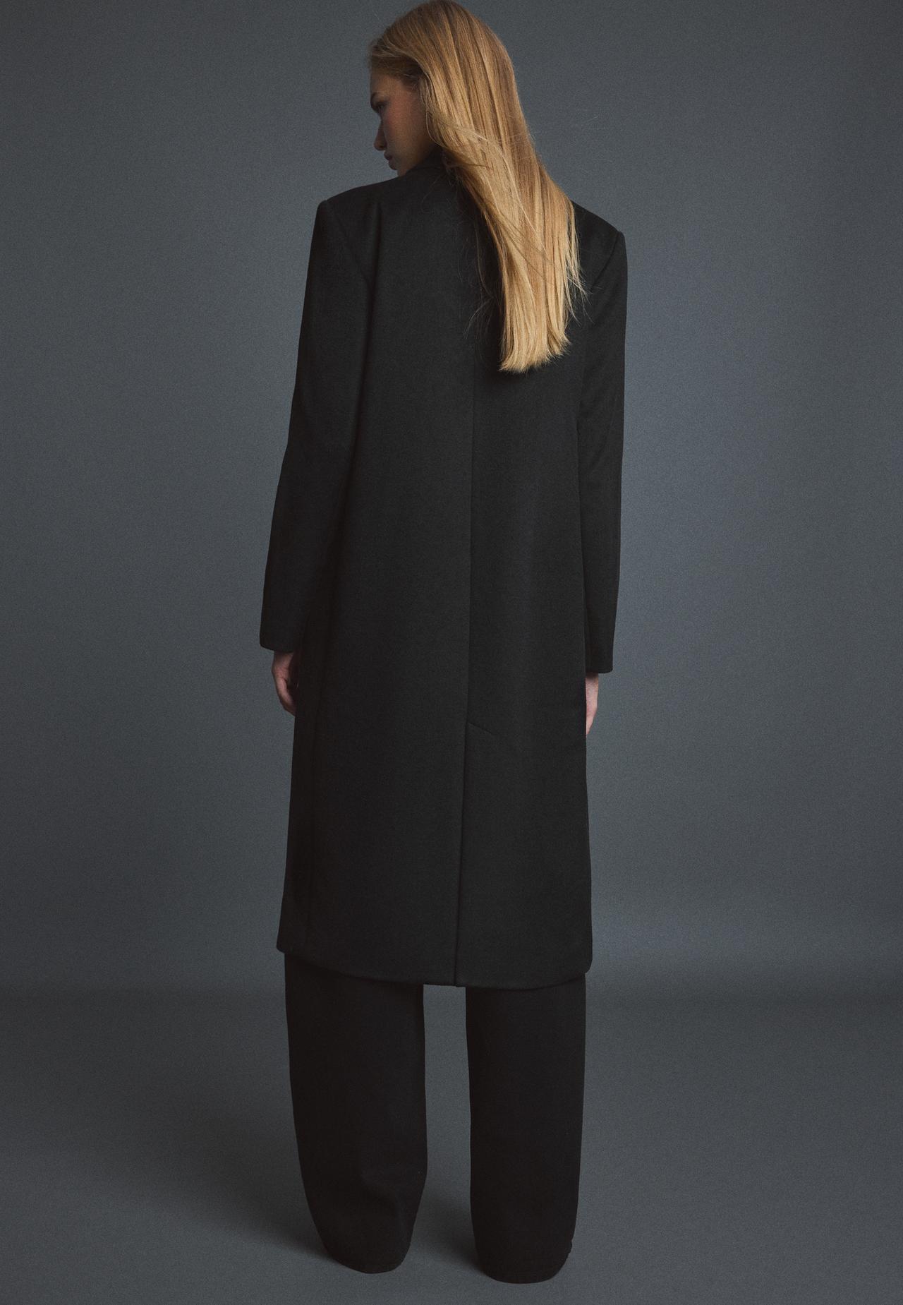 Straight felt coat — Black