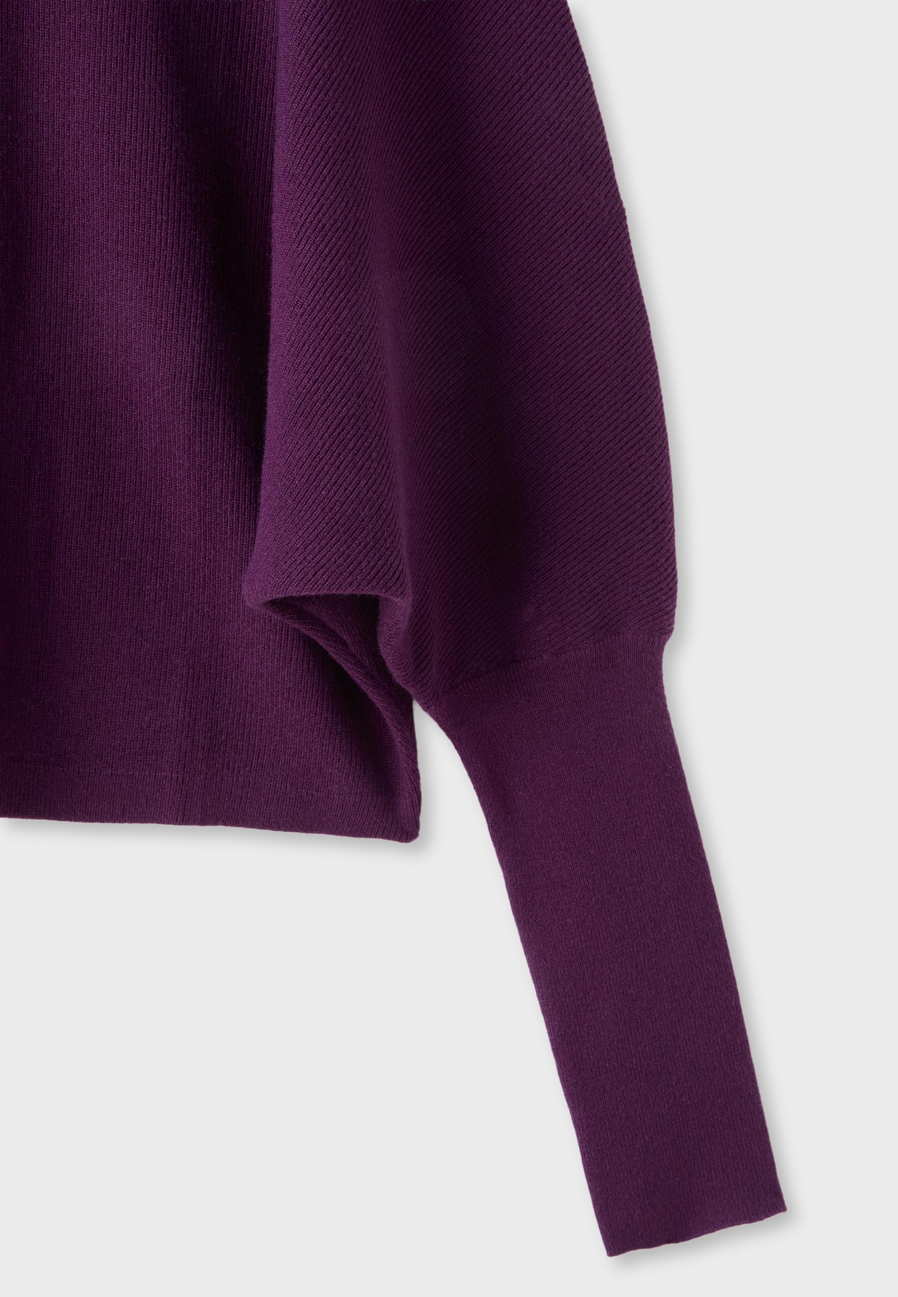 Batwing sleeve mock neck knit sweater — Dark purple
