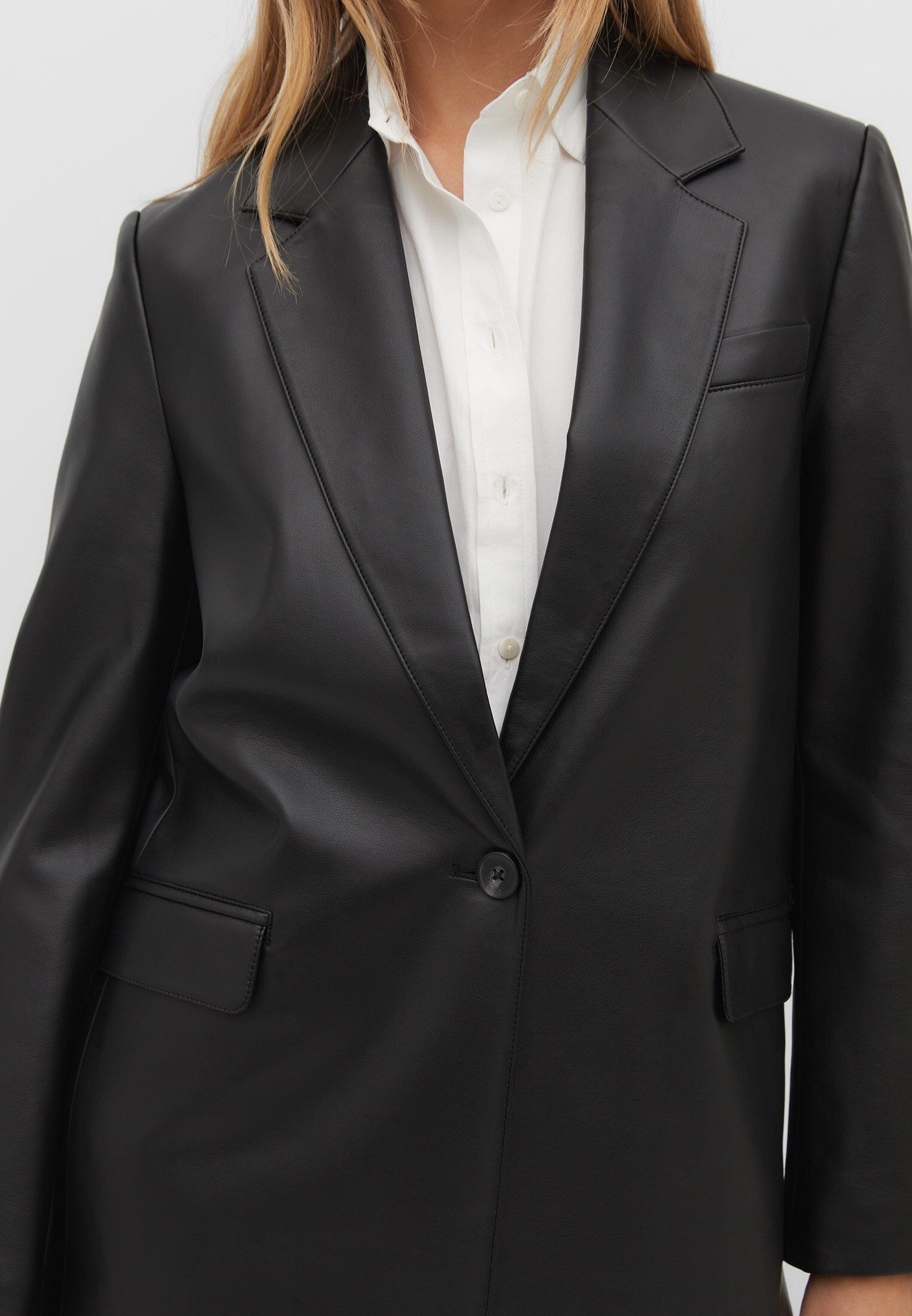 Regular fit leather effect blazer — Black