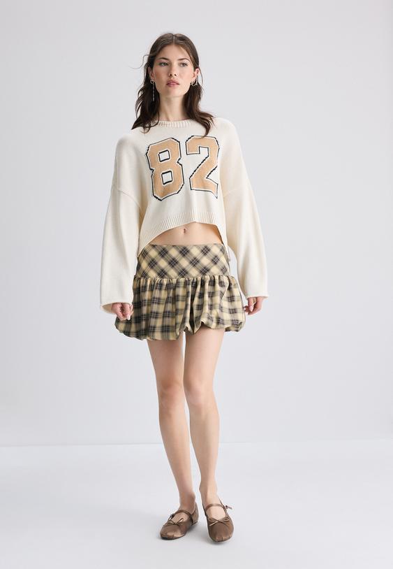 cropped tricot trui met nummer