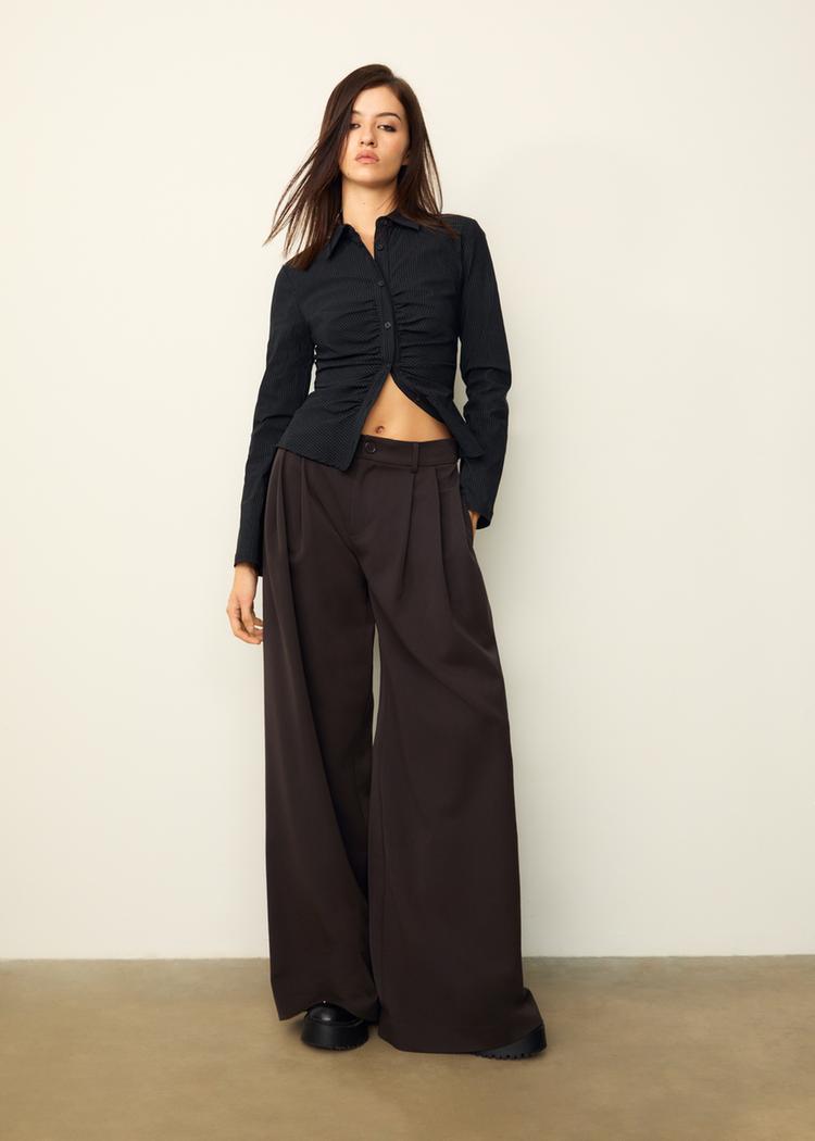 pantalon vestir wide leg pinzas